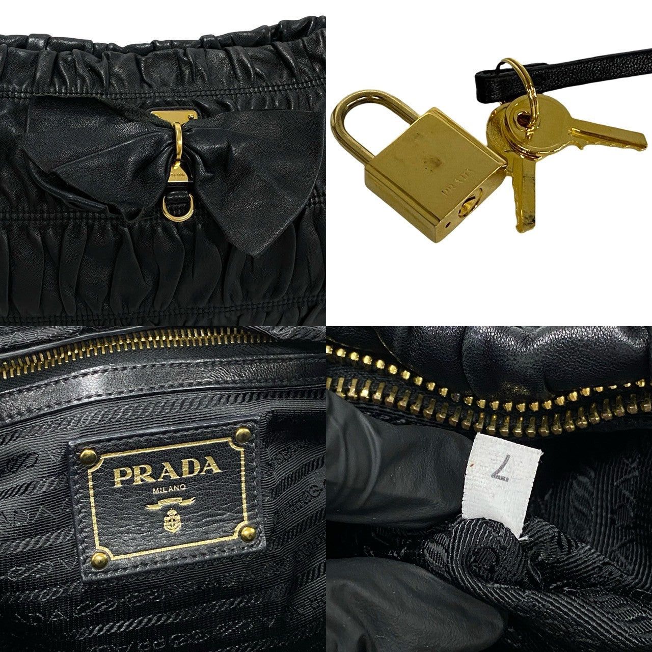 Prada Prada Handbag Black Leather Size ONE SIZE - 3 Thumbnail