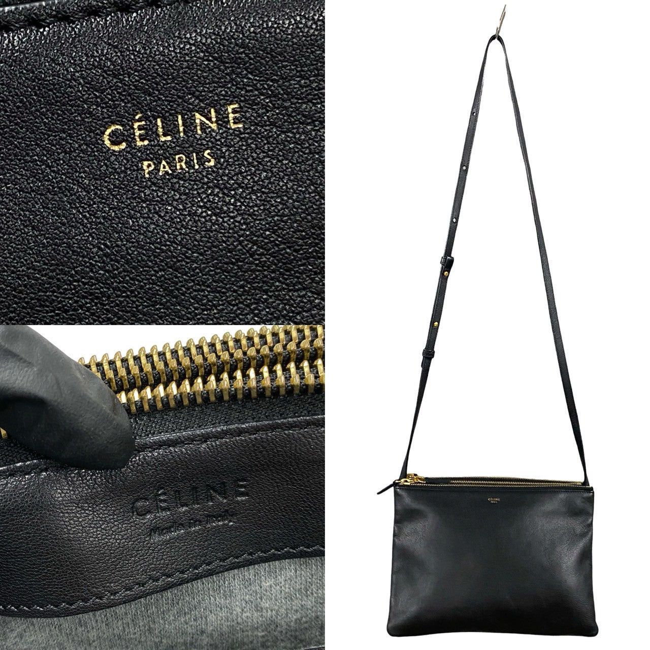 Celine Celine Shoulder Bag Black Leather Size ONE SIZE - 3 Thumbnail