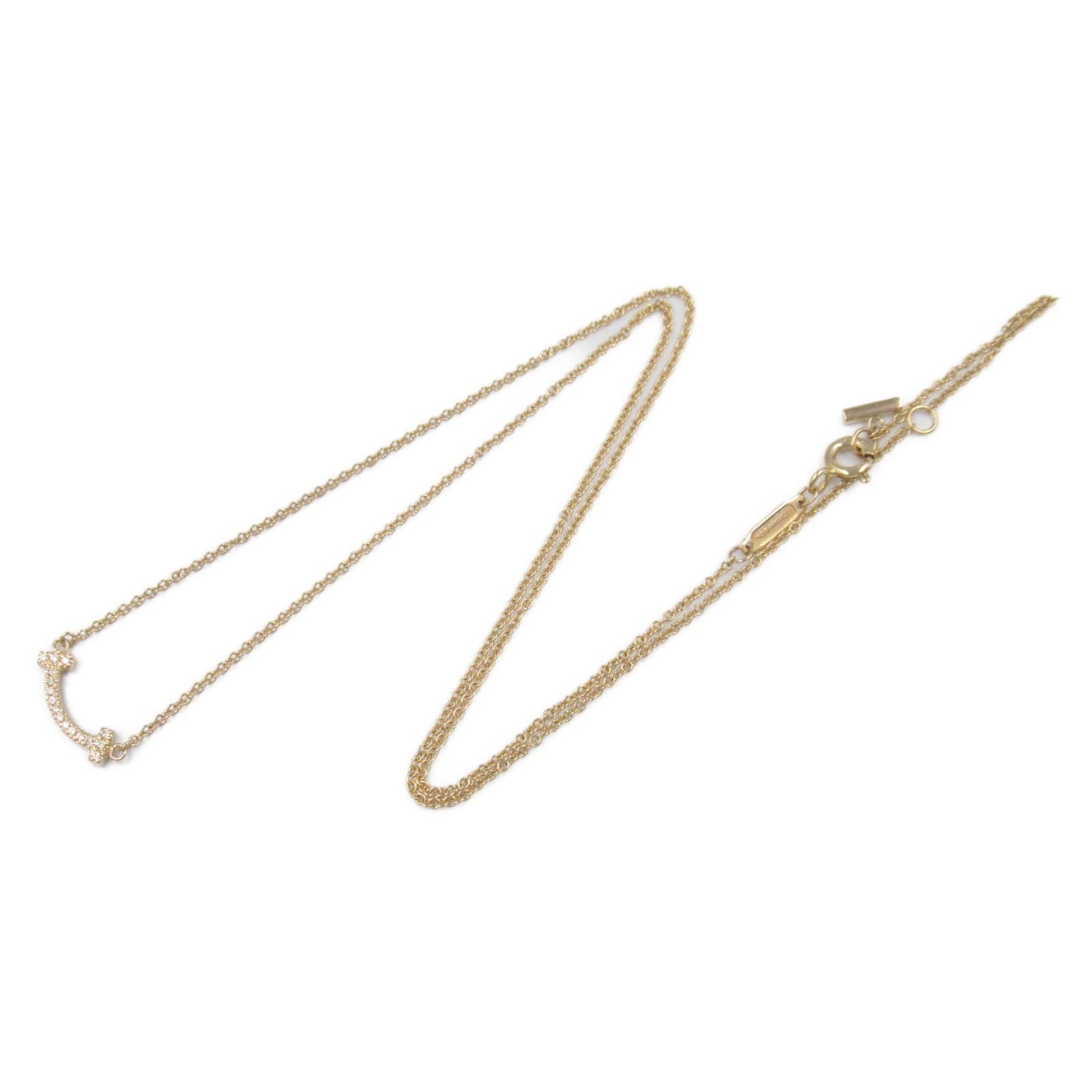 Tiffany & Co. Tiffany Co T-Smile Mini Necklace Diamond K18Pg (Pink Gold) Clear Size ONE SIZE - 3 Thumbnail