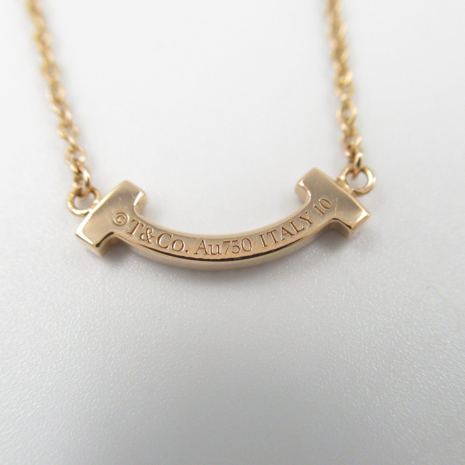 Tiffany & Co. Tiffany Co T-Smile Mini Necklace Diamond K18Pg (Pink Gold) Clear Size ONE SIZE - 4 Thumbnail