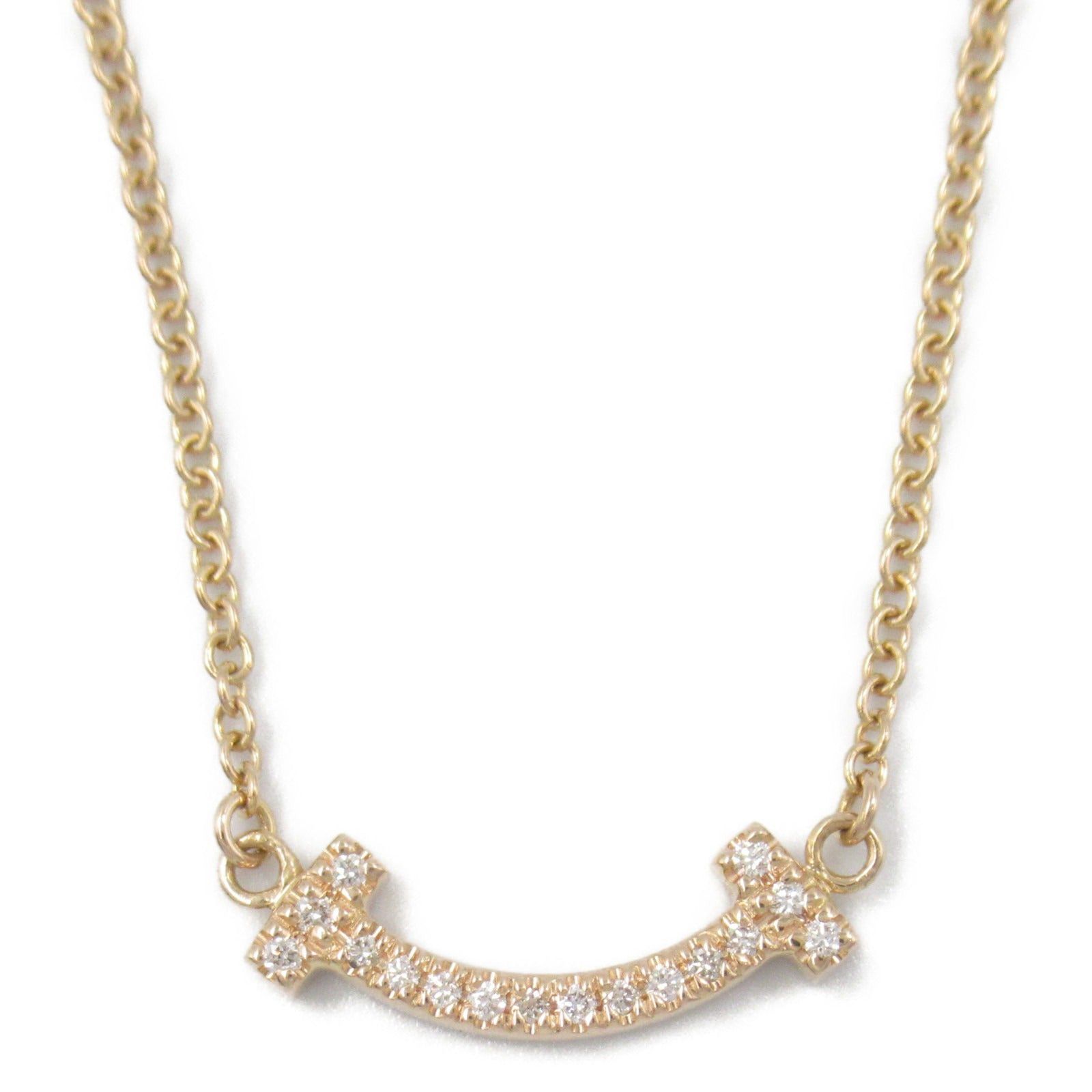 Tiffany & Co. Tiffany Co T-Smile Mini Necklace Diamond K18Pg (Pink Gold) Clear Size ONE SIZE - 2 Thumbnail
