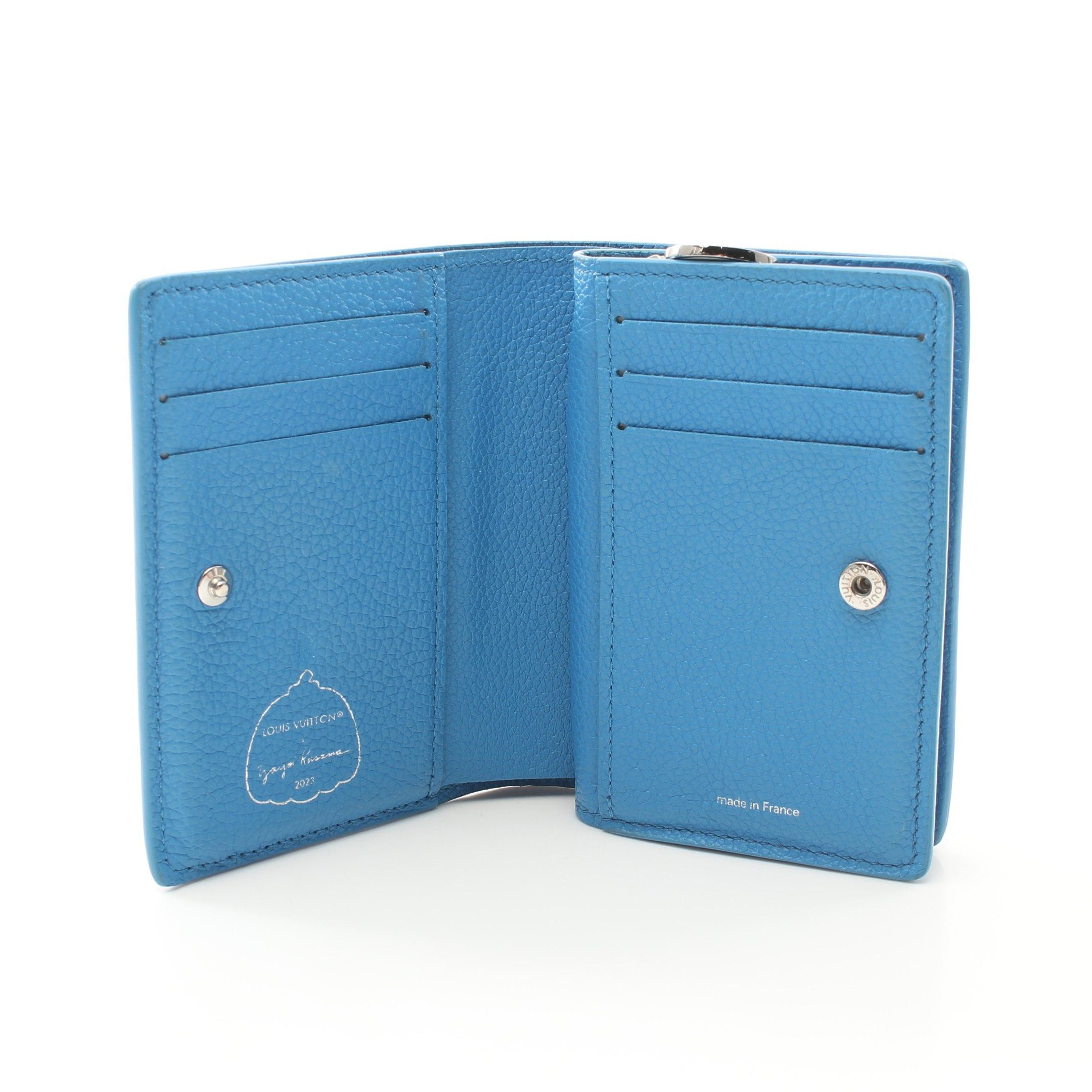 Louis Vuitton Louis Vuitton Louis Vuitton * Yayoi Kusama Portefeuil Claire Monogram Empreinte Bi-Fold Wallet Leather Blue White Size ONE SIZE - 3 Thumbnail