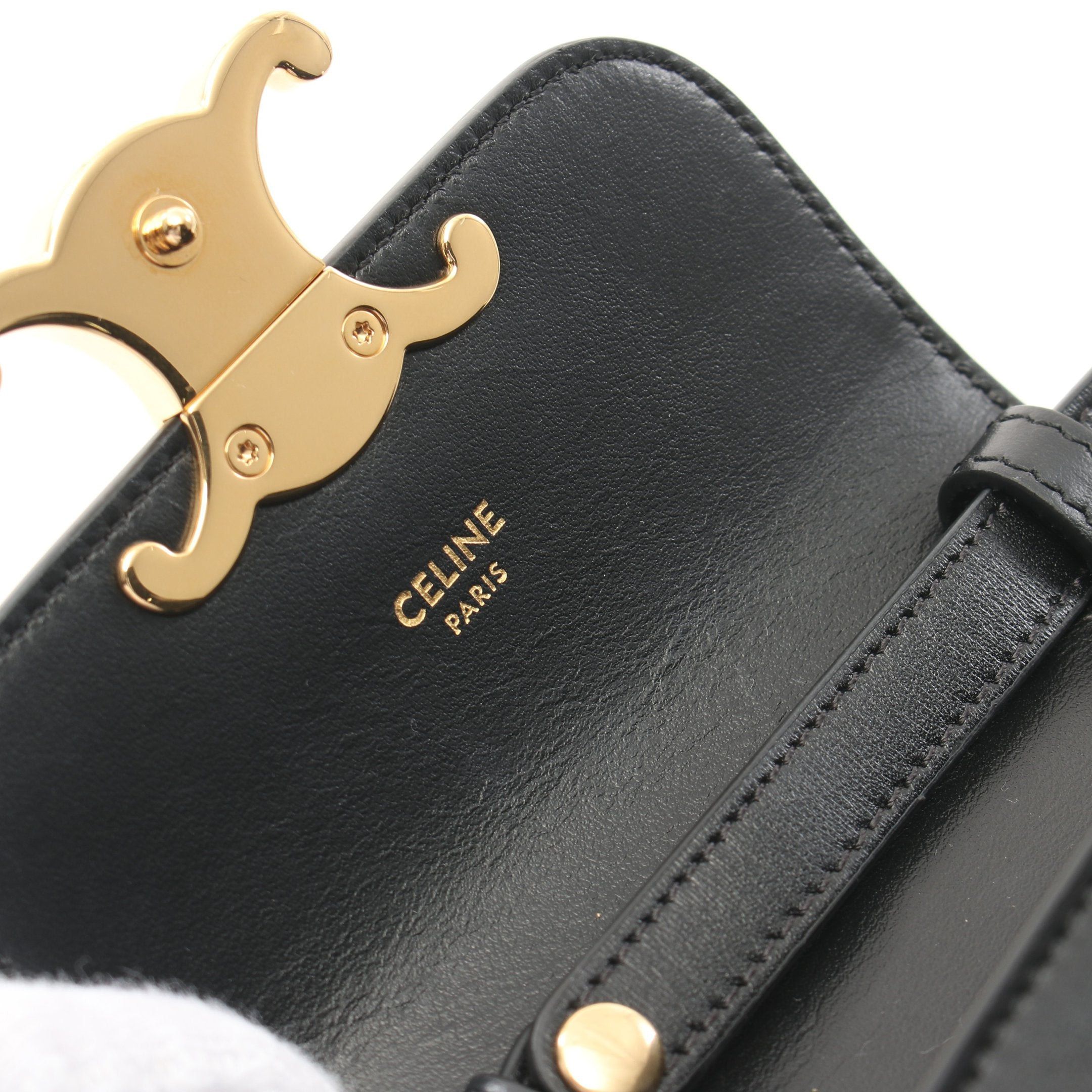 Celine Celine Mini Claude Triomphe Shoulder Bag Leather Black Size ONE SIZE - 8 Thumbnail