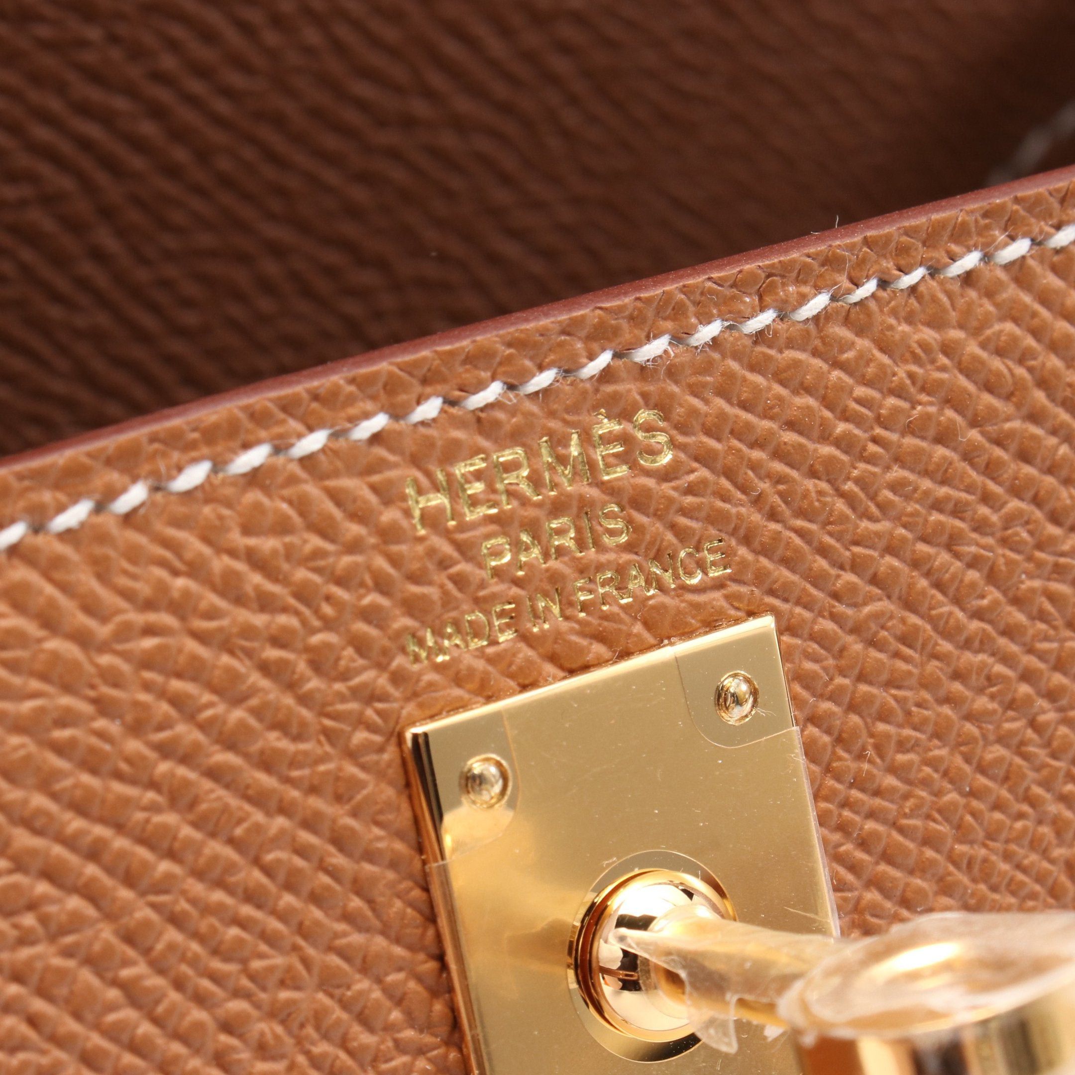 Hermes Hermes Kelly 25 Gold Handbag Veau Epsom Brown Hardware Outside Sewing Double Engraved Size ONE SIZE - 4 Thumbnail