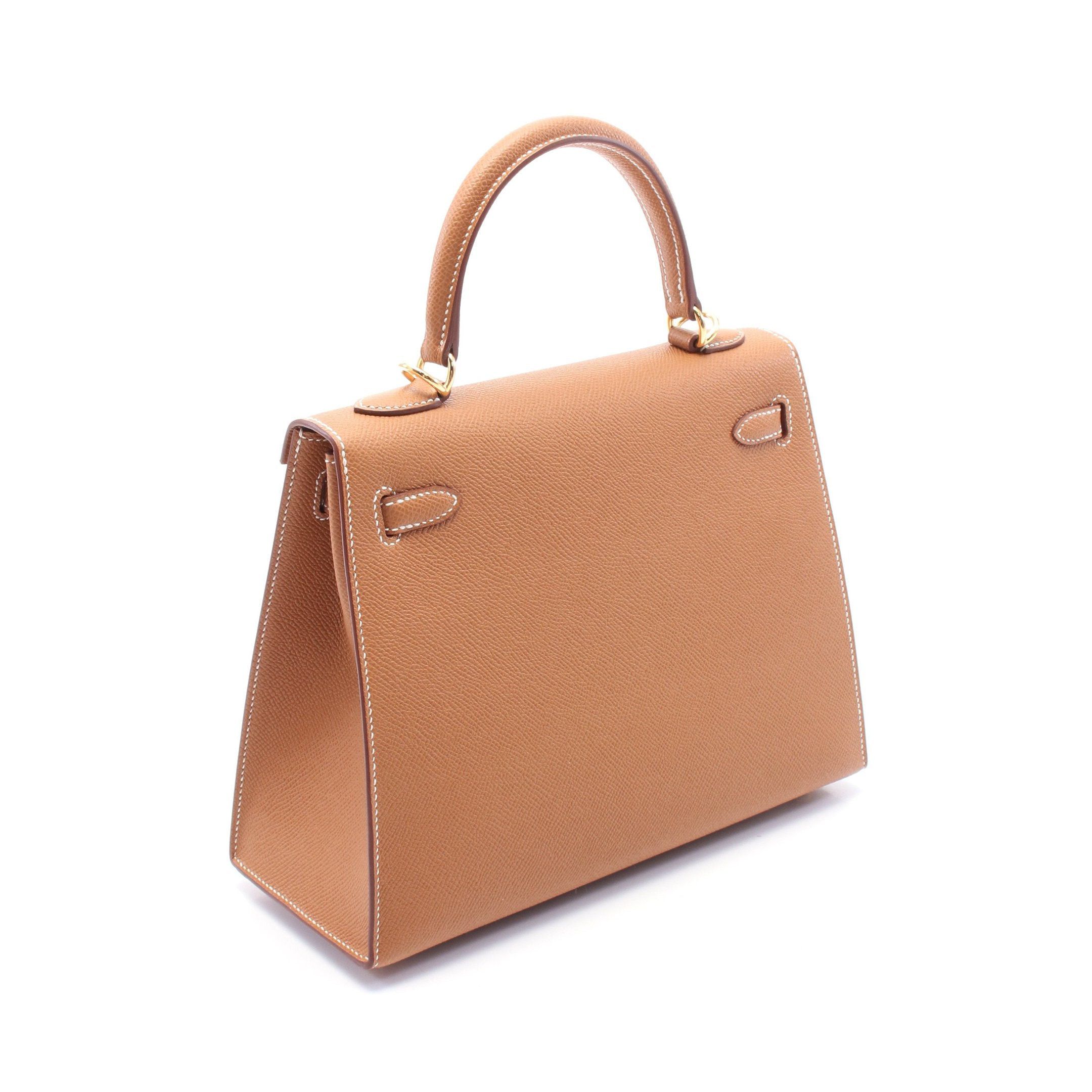 Hermes Hermes Kelly 25 Gold Handbag Veau Epsom Brown Hardware Outside Sewing Double Engraved Size ONE SIZE - 2 Thumbnail