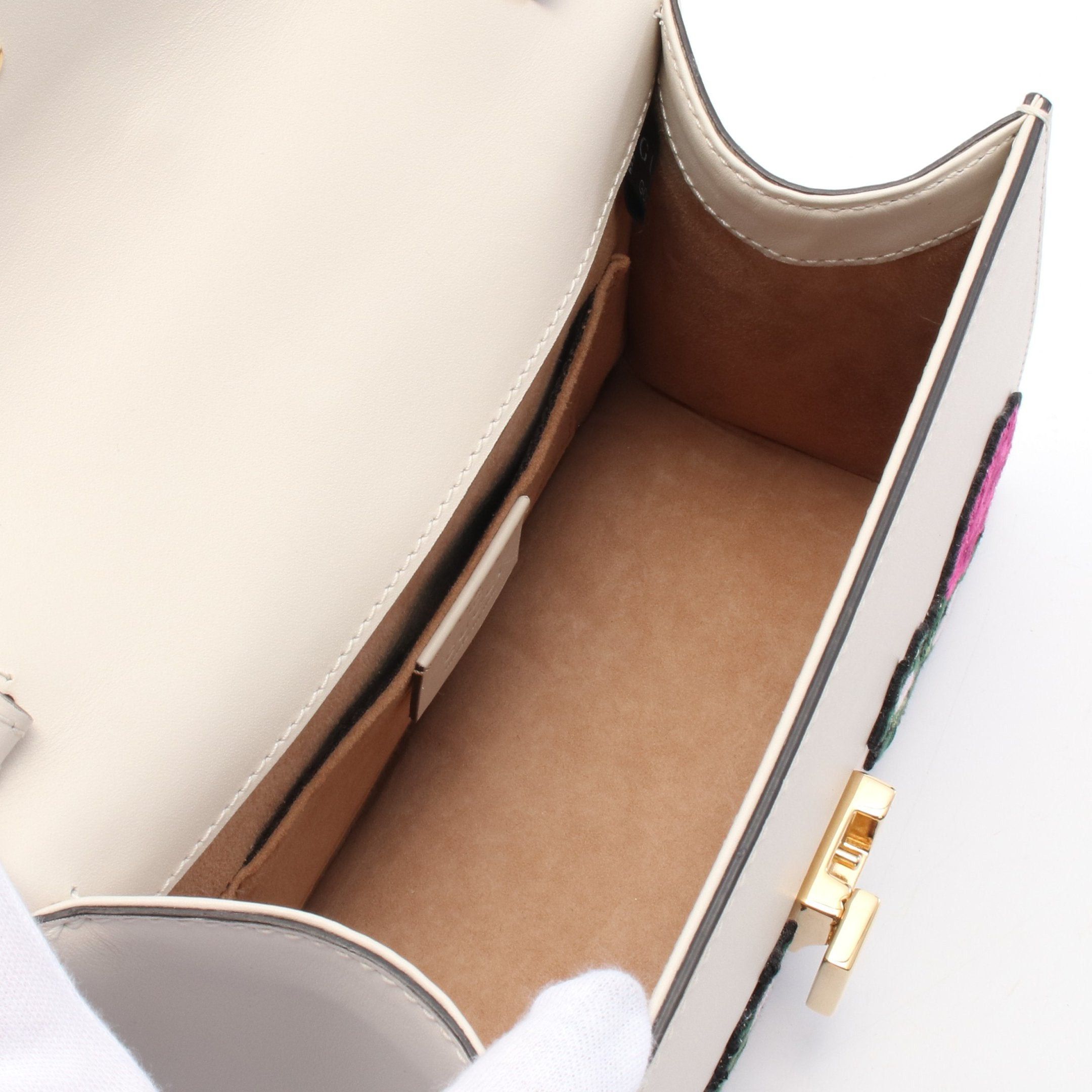 Gucci Sylvie Sherry Line Handbag Leather Ivory