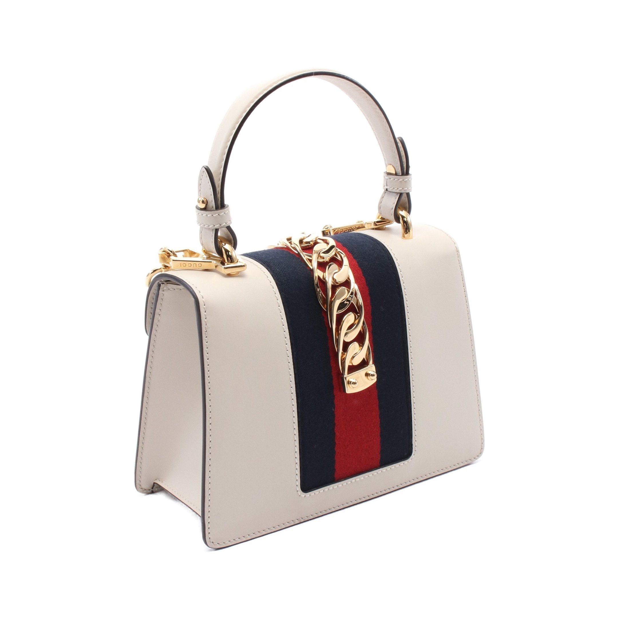 Gucci Sylvie Sherry Line Handbag Leather Ivory