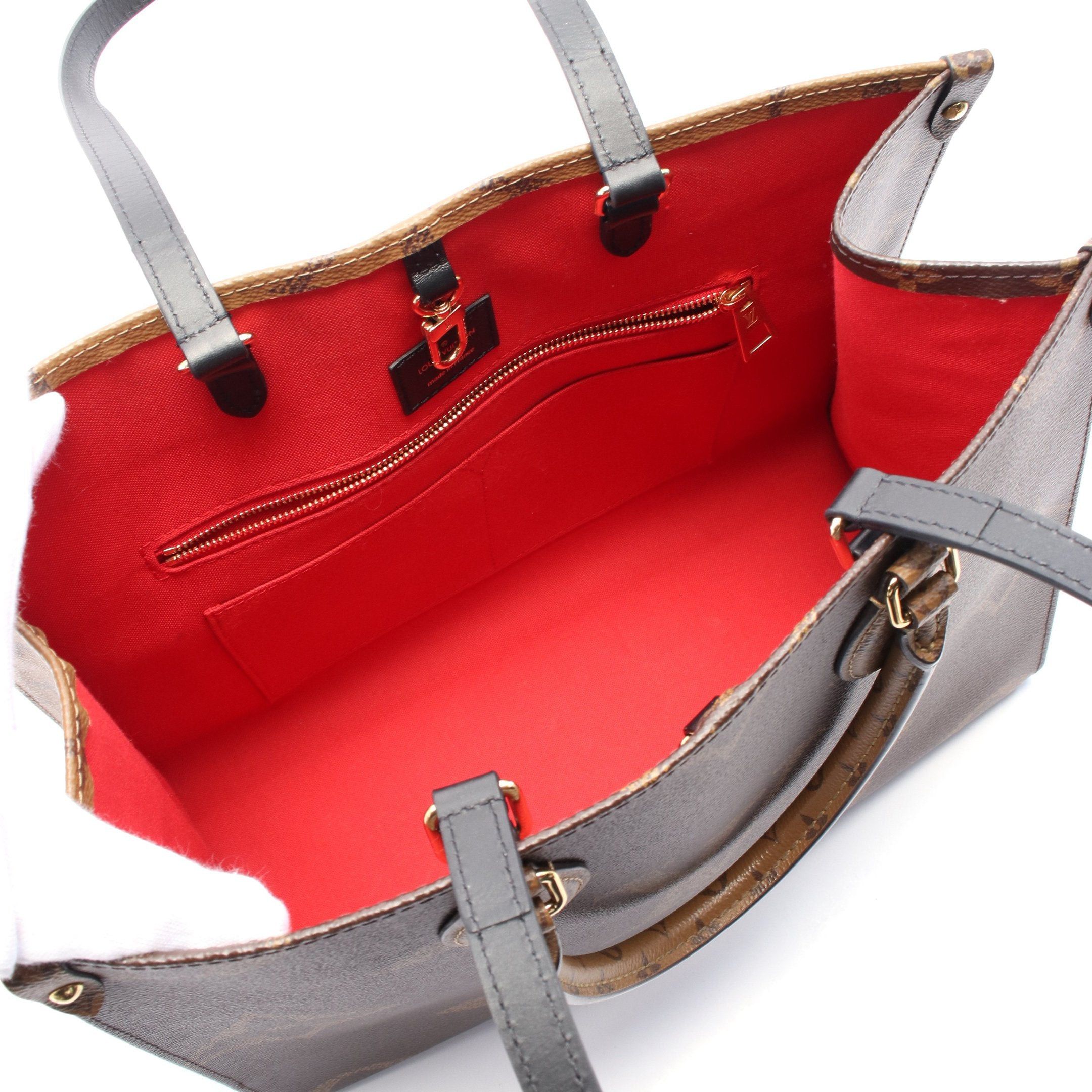 Louis Vuitton Louis Vuitton On-The-Go Mm Monogram Giant Reverse Shoulder Bag Tote Leather Brown Beige Size ONE SIZE - 3 Thumbnail