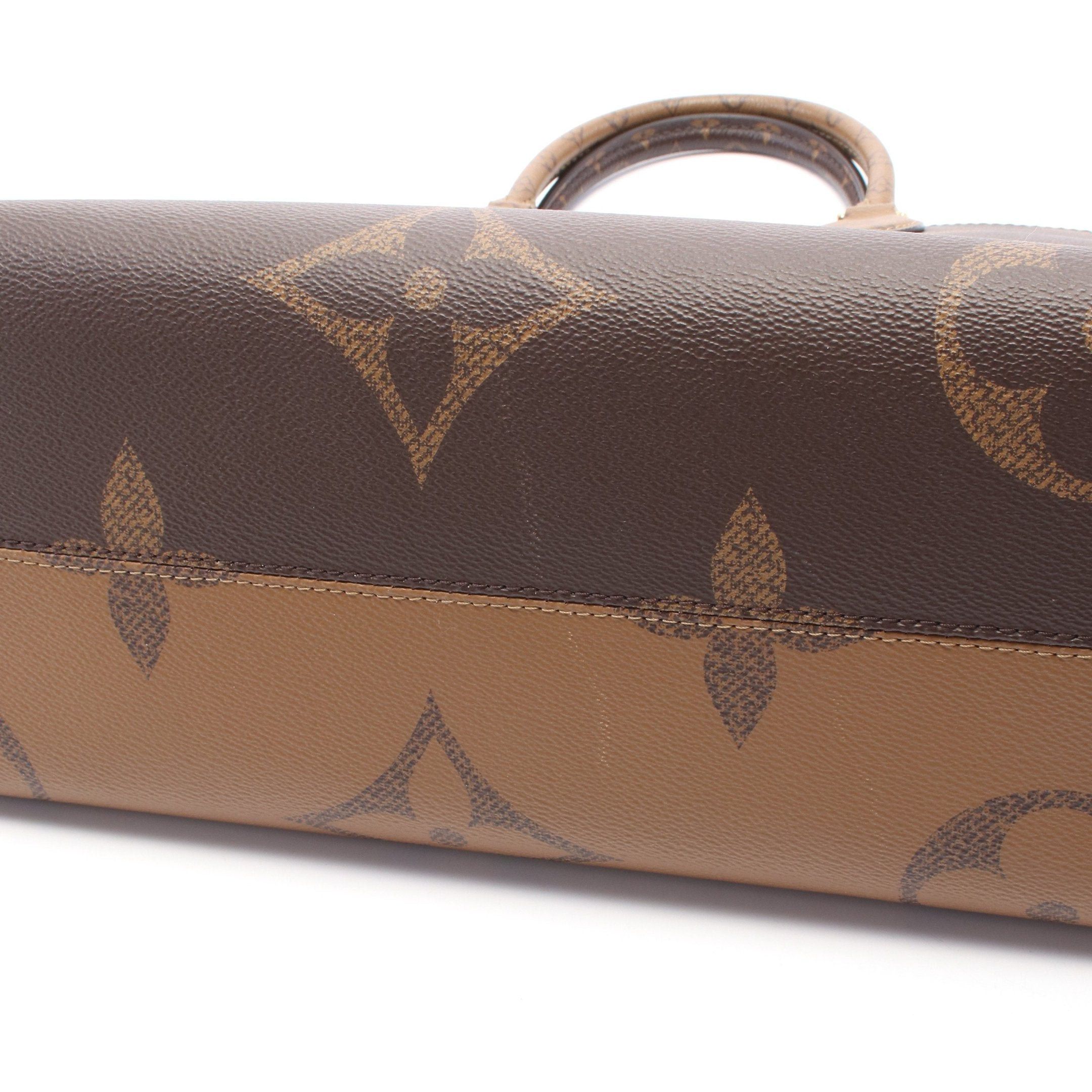 Louis Vuitton Louis Vuitton On-The-Go Mm Monogram Giant Reverse Shoulder Bag Tote Leather Brown Beige Size ONE SIZE - 5 Thumbnail