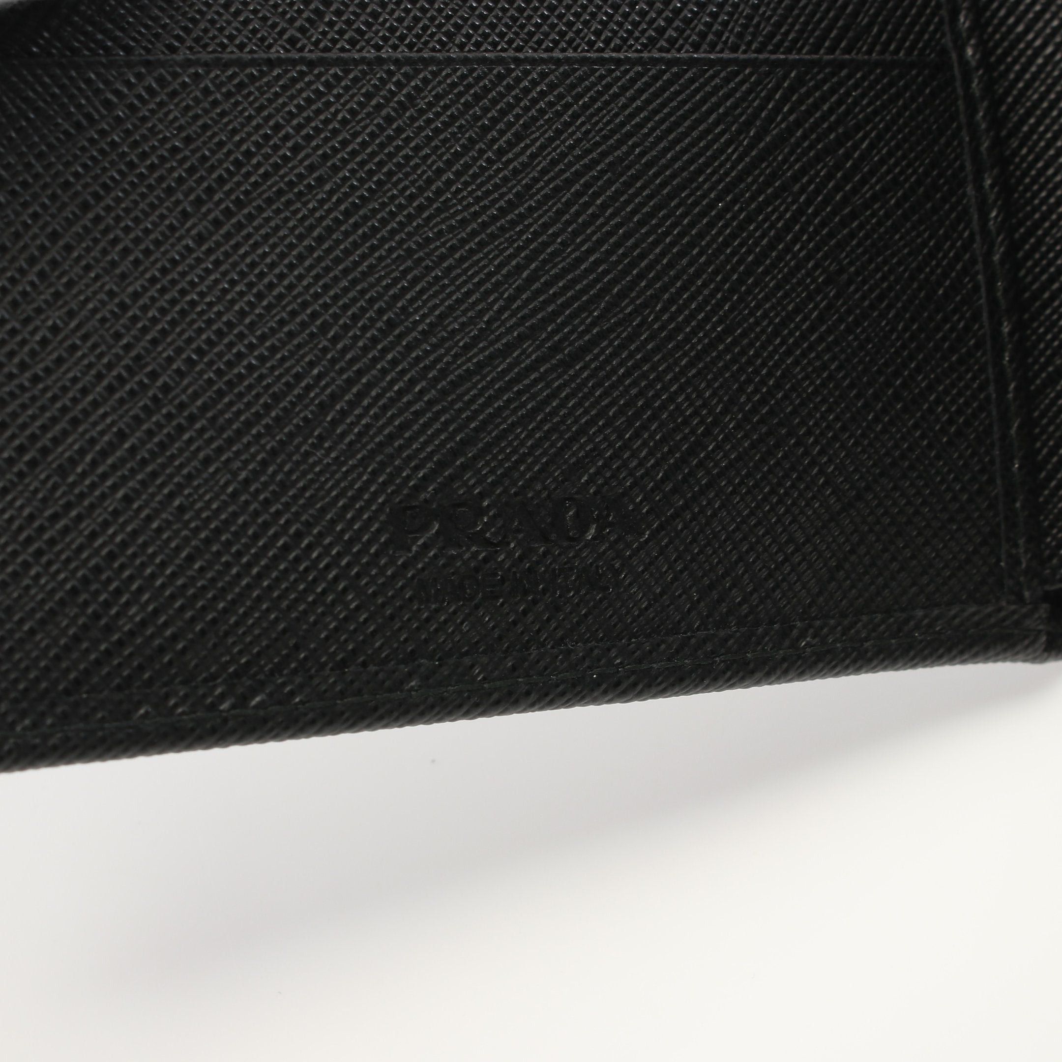Prada Prada Saffiano Triang Bi-Fold Wallet Leather Black Size ONE SIZE - 4 Thumbnail