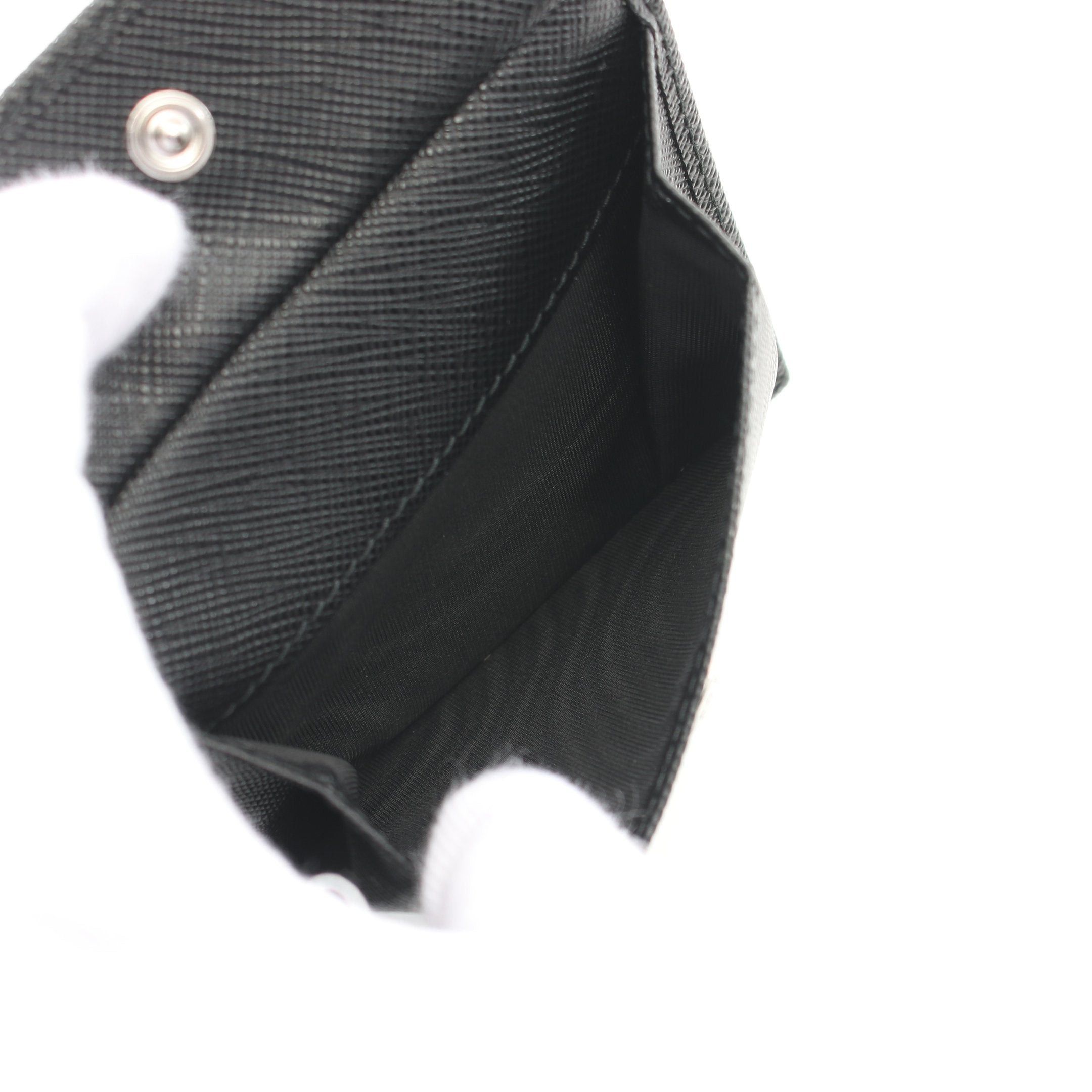Prada Prada Saffiano Triang Bi-Fold Wallet Leather Black Size ONE SIZE - 5 Thumbnail