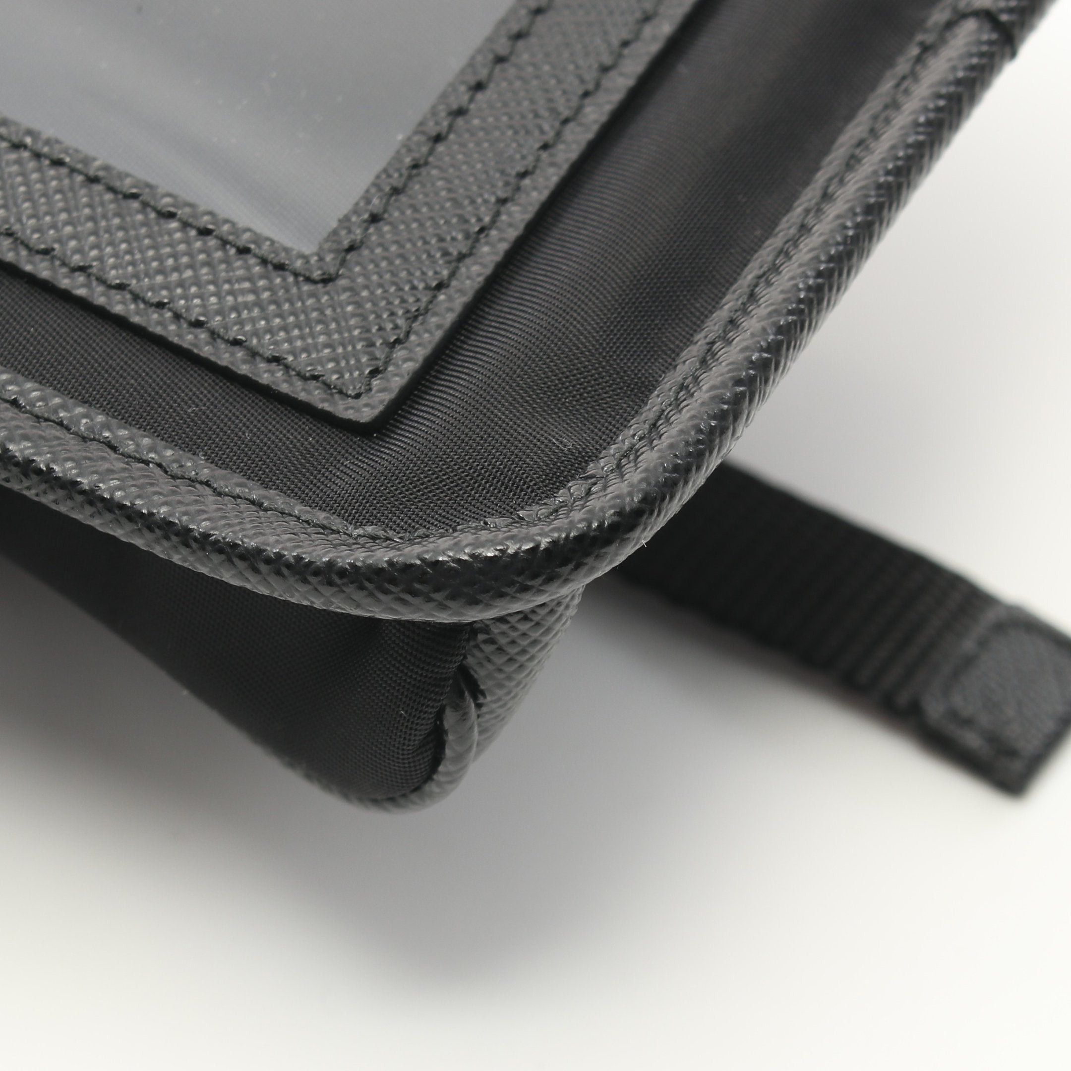 Prada Shoulder Bag Nylon Saffiano Leather Black