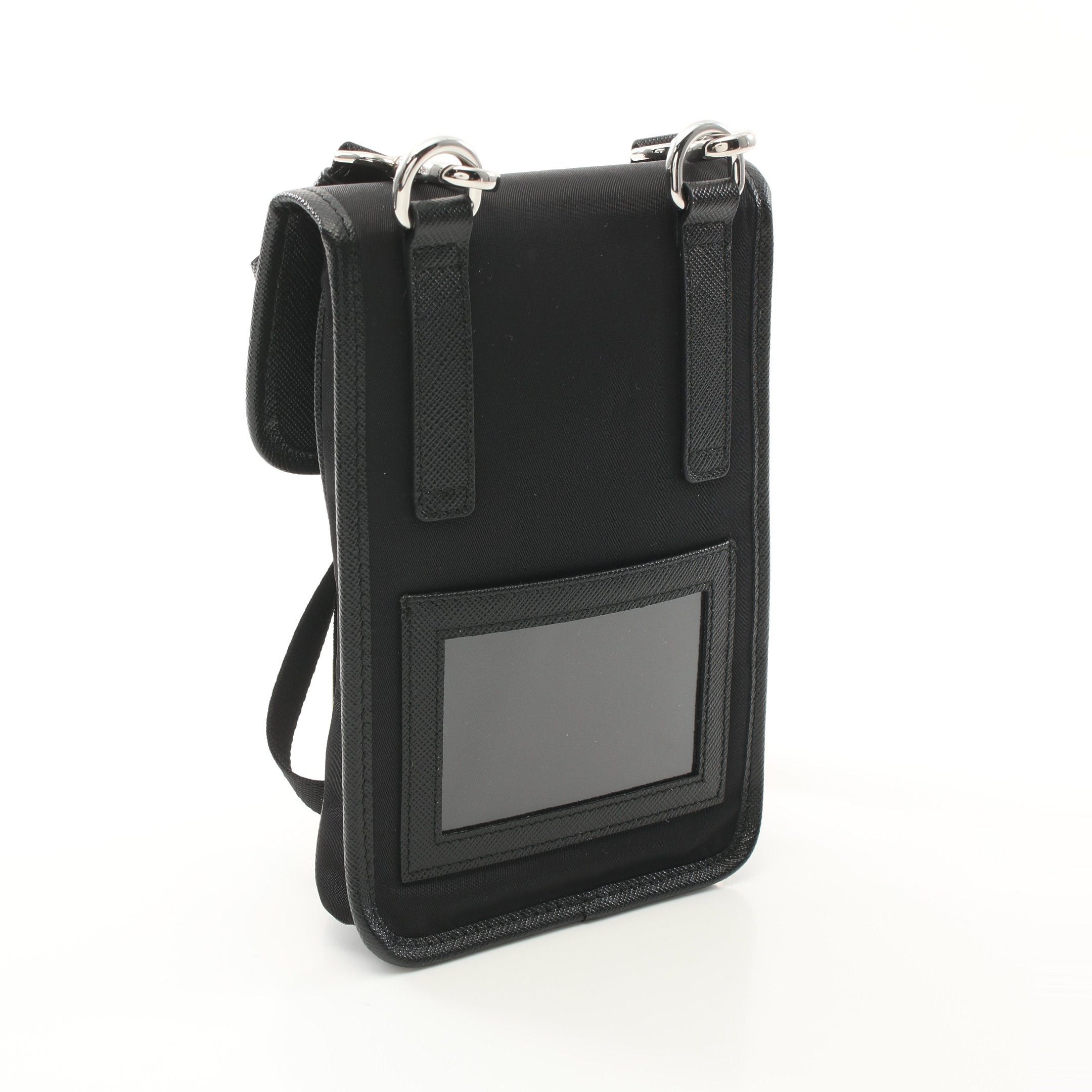 Prada Shoulder Bag Nylon Saffiano Leather Black