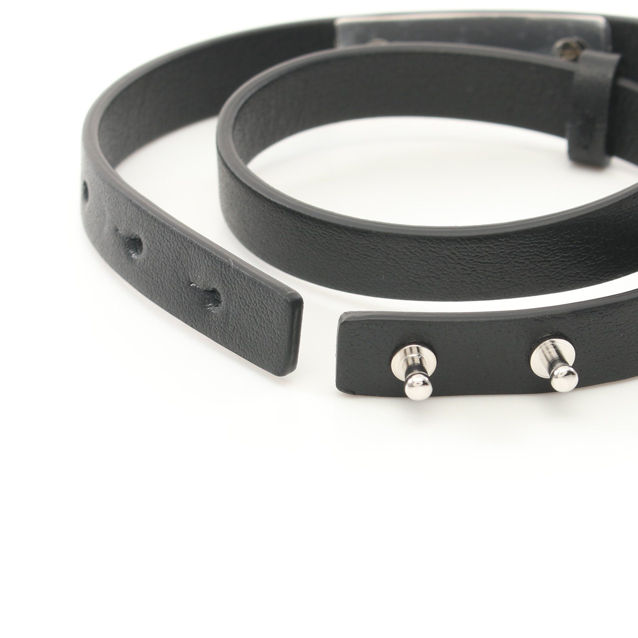 Dior Dior Couture Double Chain Bracelet Leather Black Silver Size ONE SIZE - 3 Thumbnail