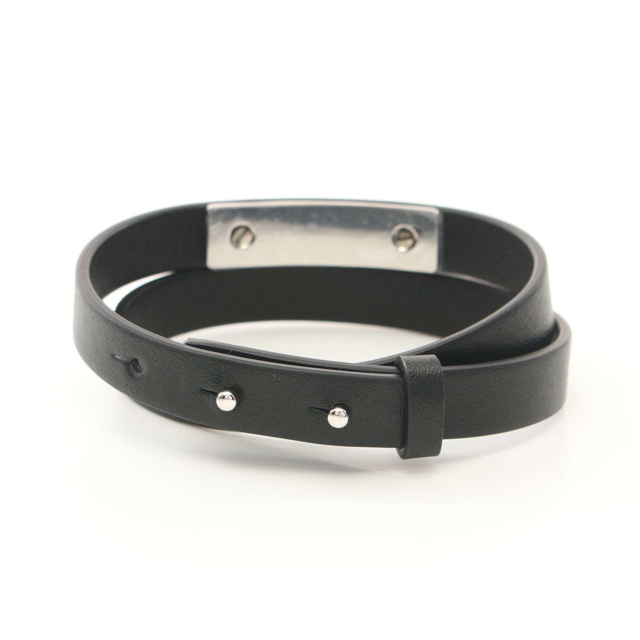 Dior Dior Couture Double Chain Bracelet Leather Black Silver Size ONE SIZE - 2 Thumbnail