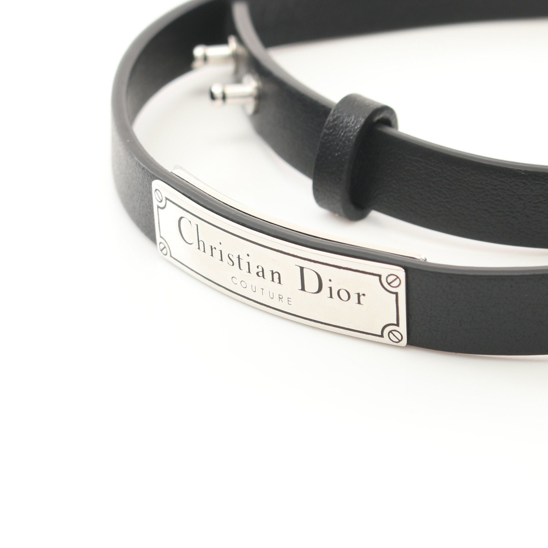Dior Dior Couture Double Chain Bracelet Leather Black Silver Size ONE SIZE - 6 Thumbnail