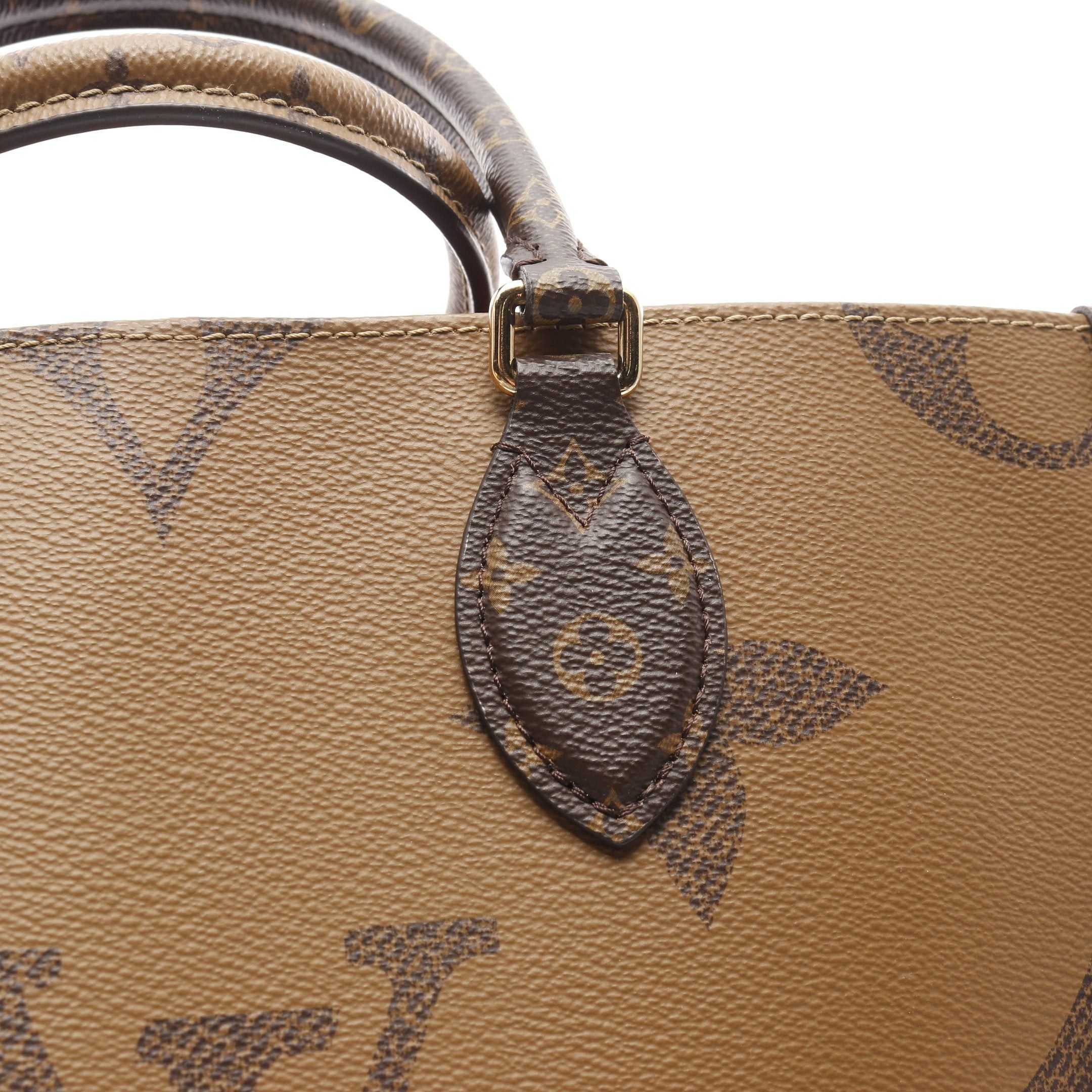 Louis Vuitton Louis Vuitton On-The-Go Mm Monogram Giant Reverse Shoulder Bag Tote Leather Brown Beige Size ONE SIZE - 8 Thumbnail