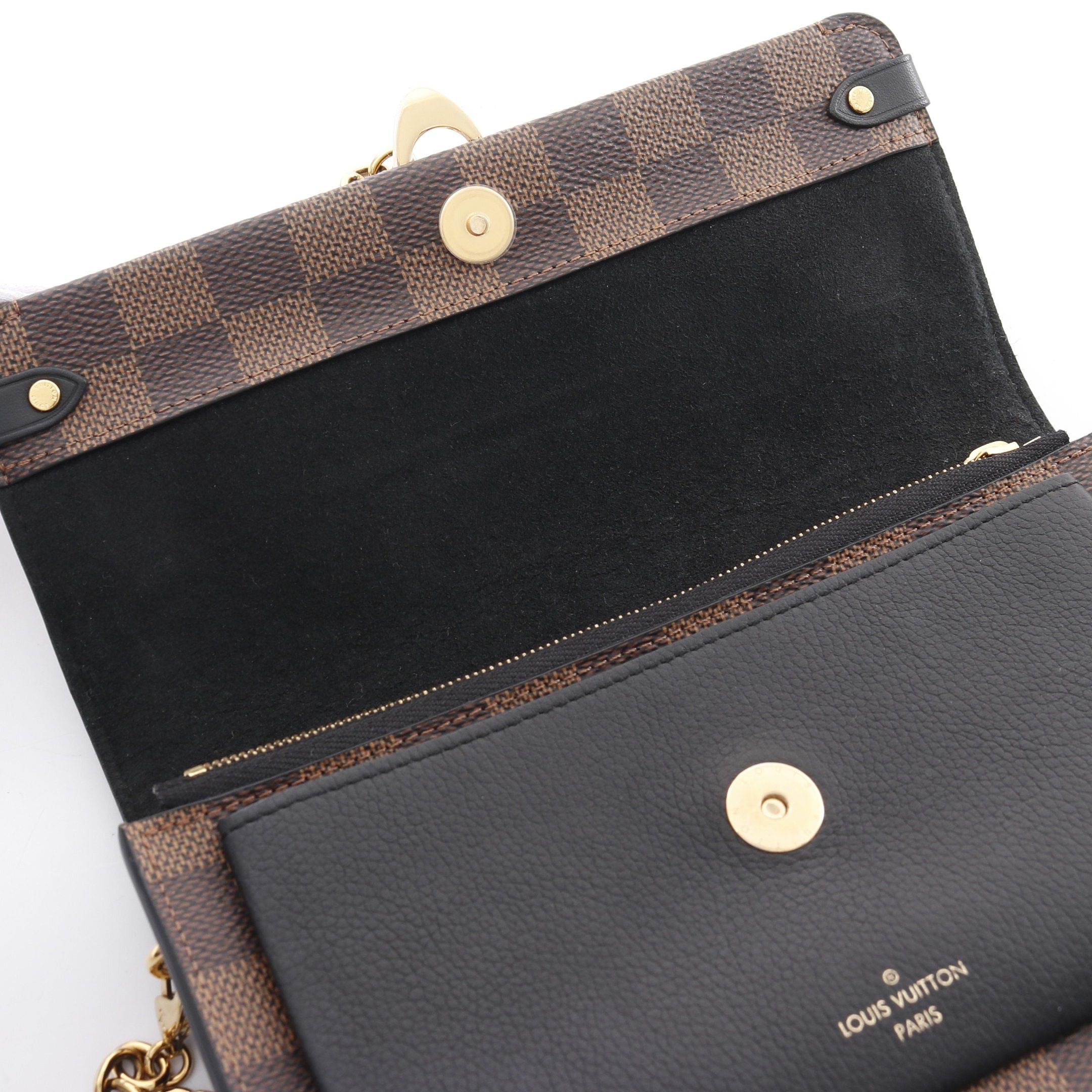Louis Vuitton Louis Vuitton Portefeuil Vavin Damier Ebene Chain Wallet Leather Brown Size ONE SIZE - 5 Thumbnail