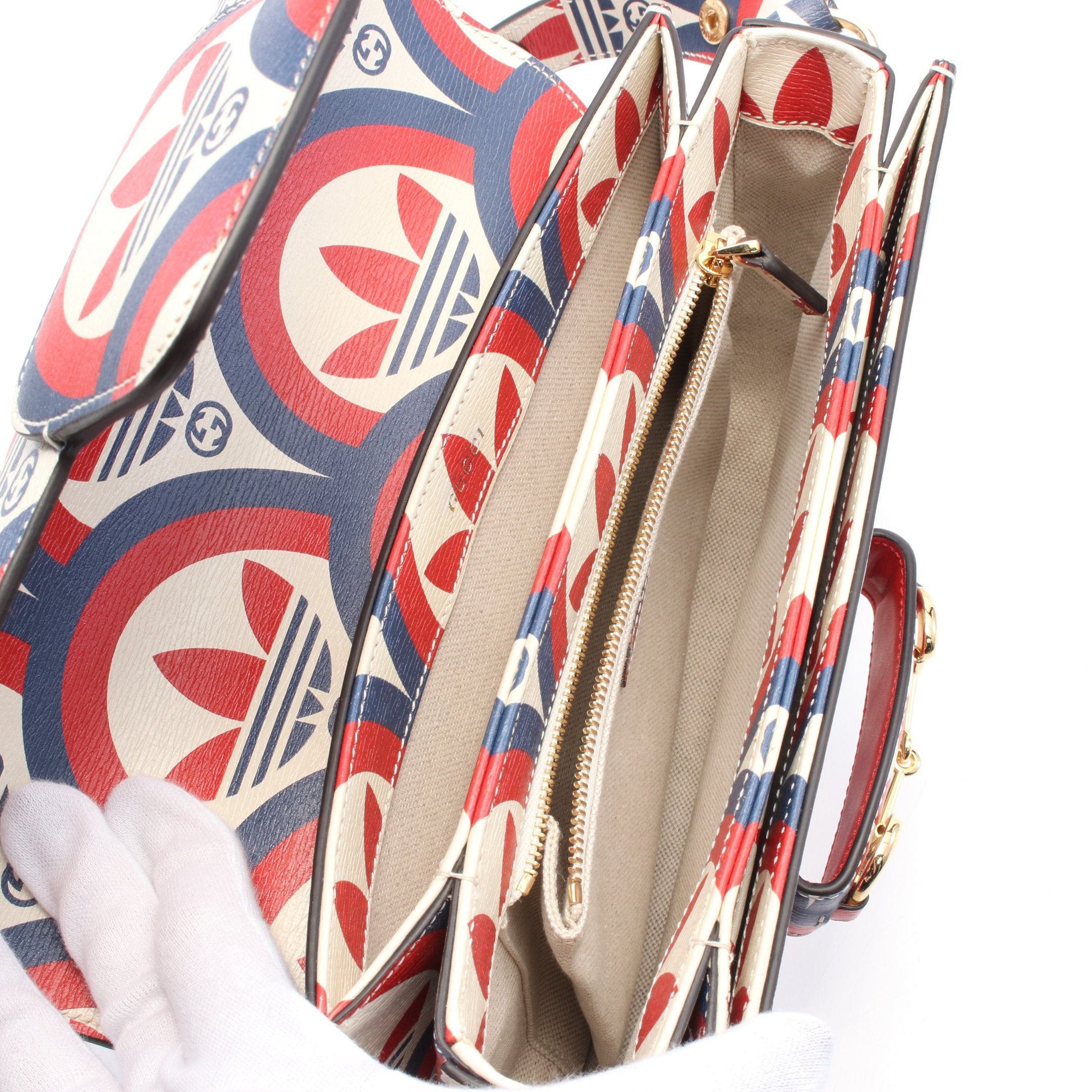 Gucci Gucci Gucci * Adidas Horsebit 1955 Shoulder Bag Leather Ivory Navy Red Size ONE SIZE - 3 Thumbnail