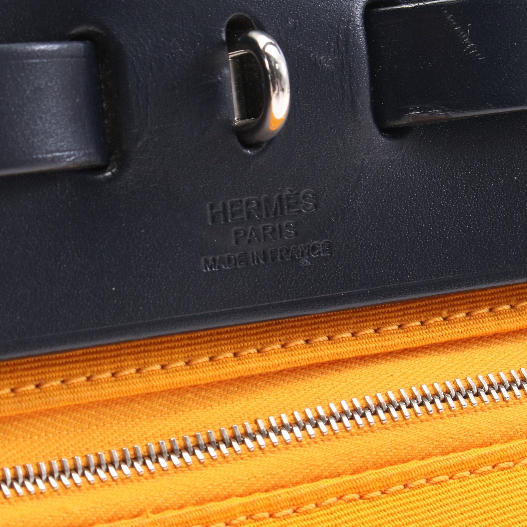 Hermes Hermes Herbag Zip Pm Mutard Handbag Toile Officier Leather Orange Navy Silver Hardware A Stamp Size ONE SIZE - 4 Thumbnail