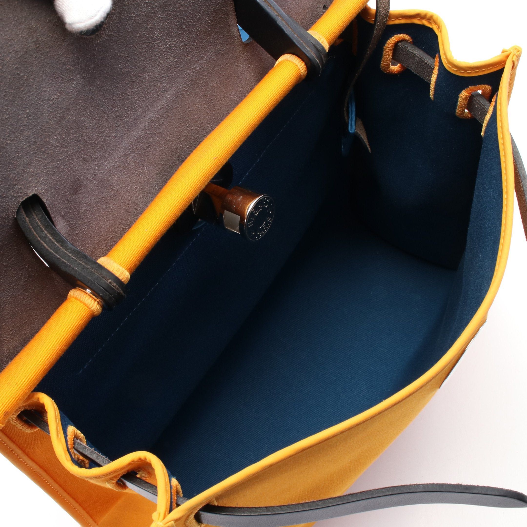 Hermes Hermes Herbag Zip Pm Mutard Handbag Toile Officier Leather Orange Navy Silver Hardware A Stamp Size ONE SIZE - 3 Thumbnail