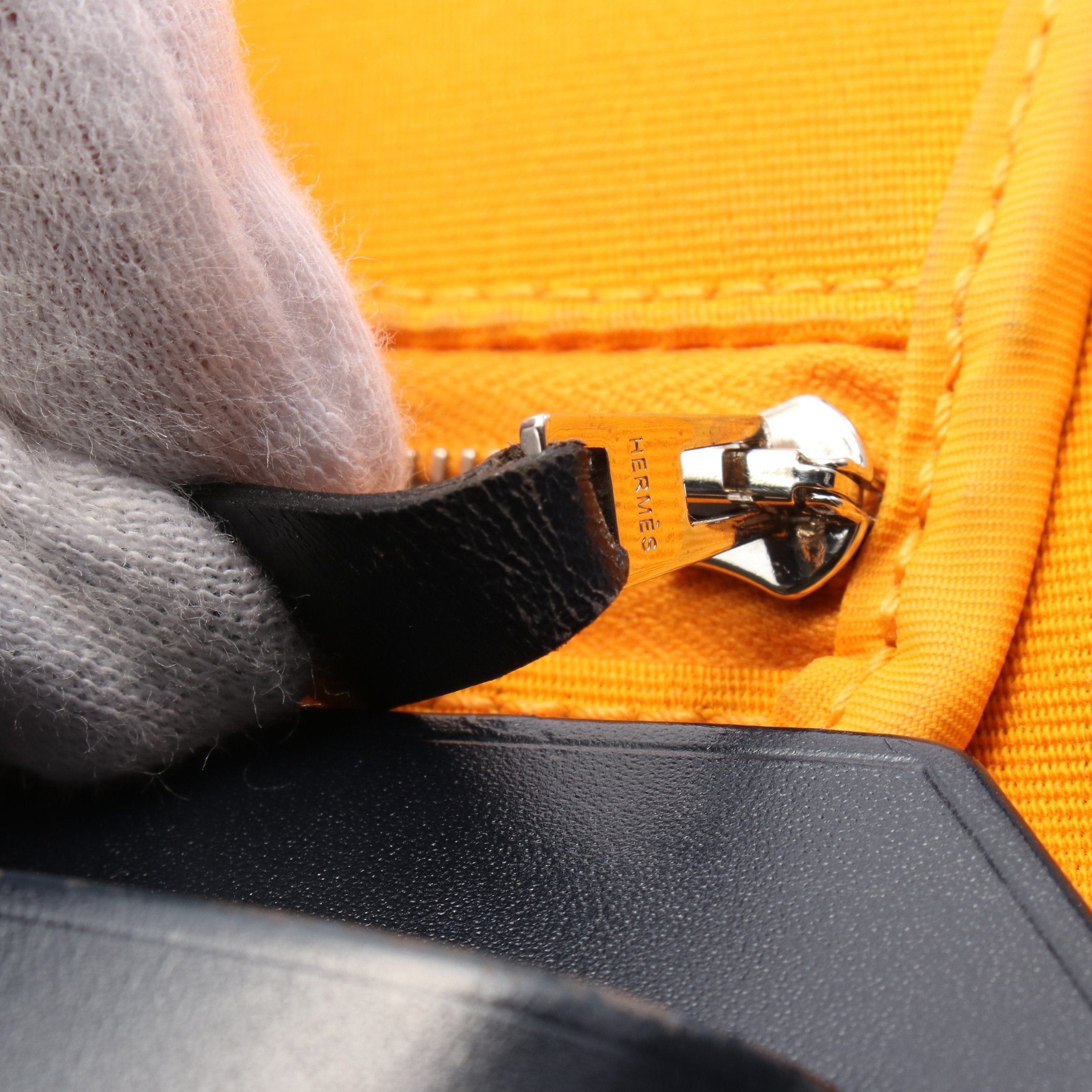 Hermes Hermes Herbag Zip Pm Mutard Handbag Toile Officier Leather Orange Navy Silver Hardware A Stamp Size ONE SIZE - 10 Thumbnail