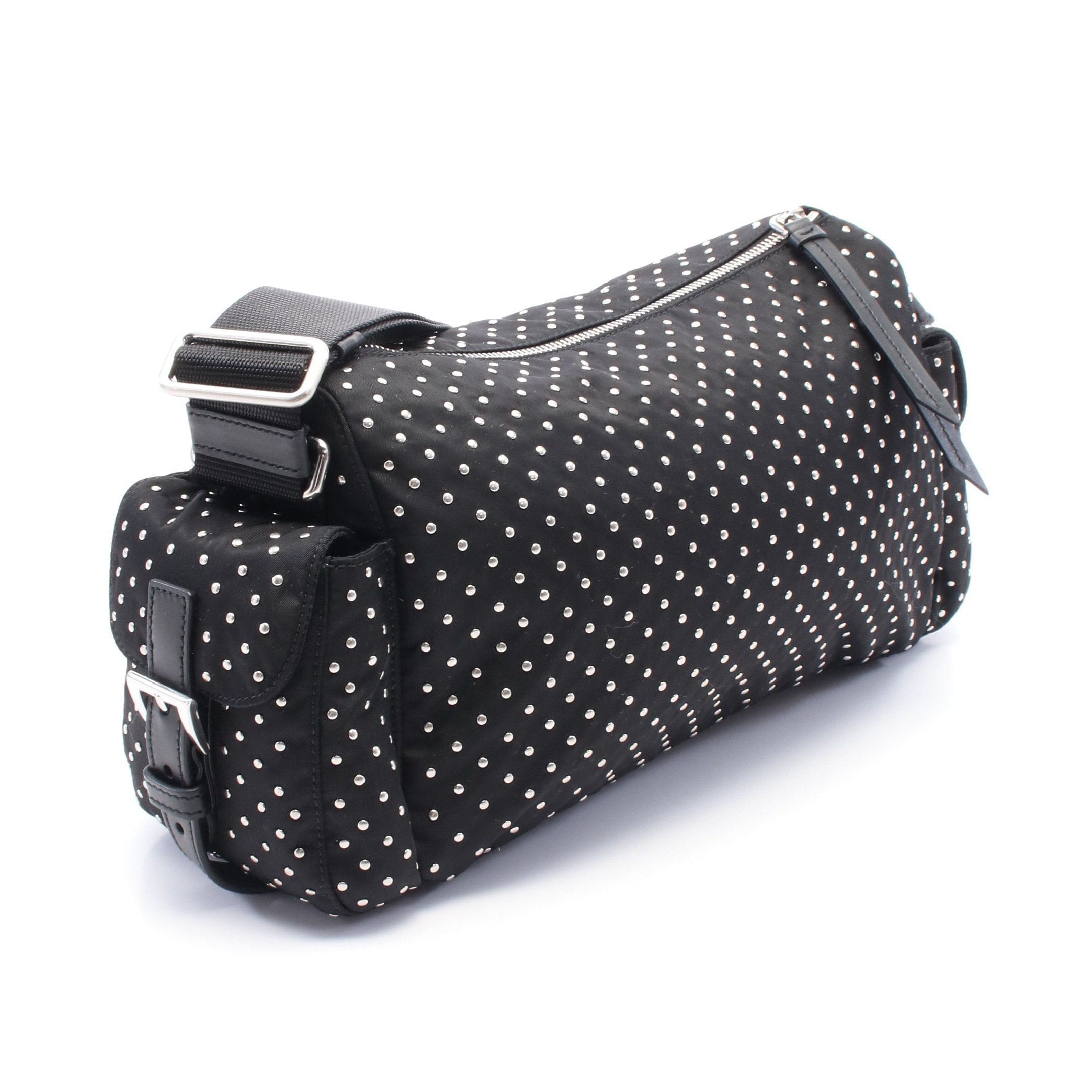 Prada Prada Re-Nylon Shoulder Bag Nylon Leather Black Studs Size ONE SIZE - 2 Thumbnail
