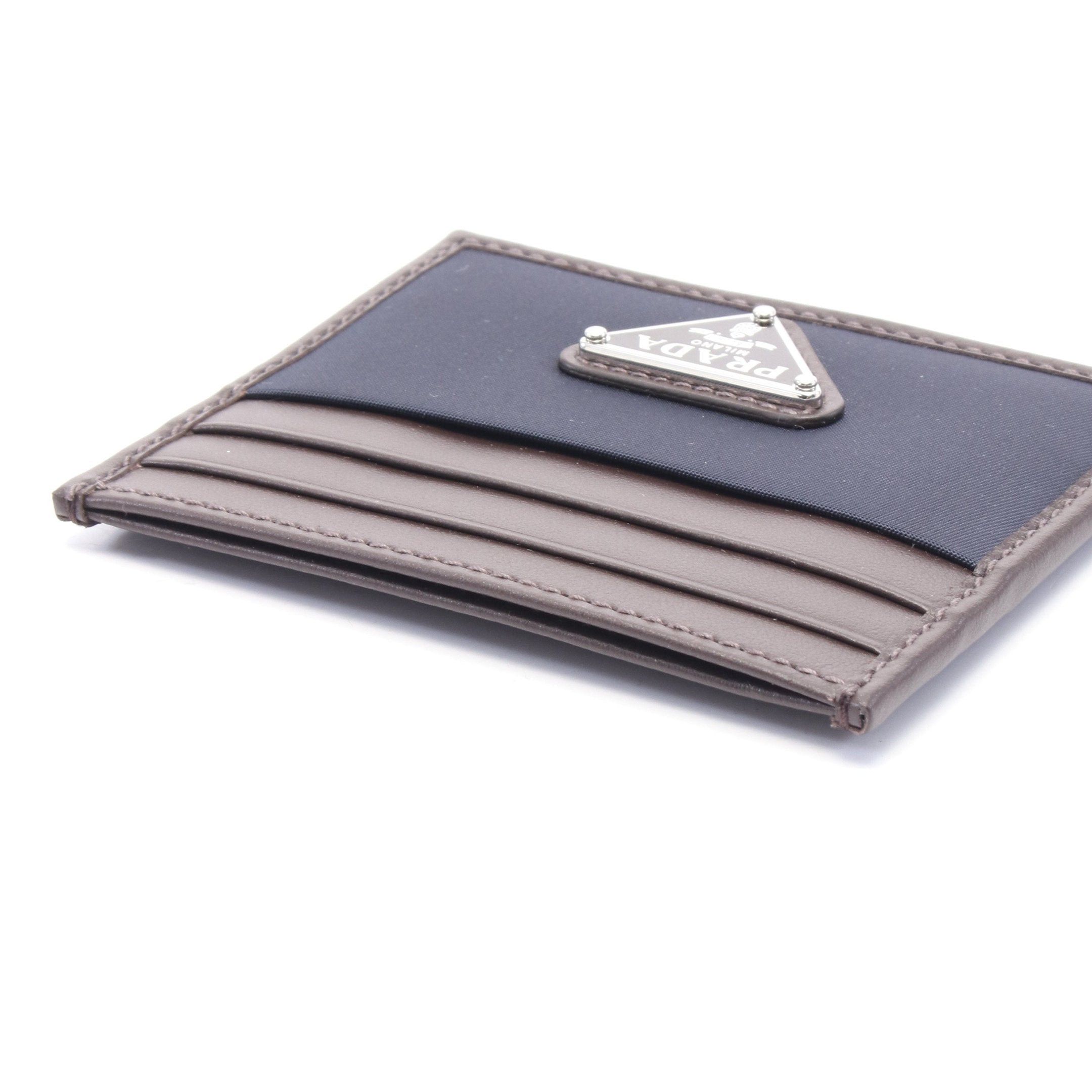 Prada Prada Card Case Leather Nylon Dark Brown Navy Size ONE SIZE - 3 Thumbnail