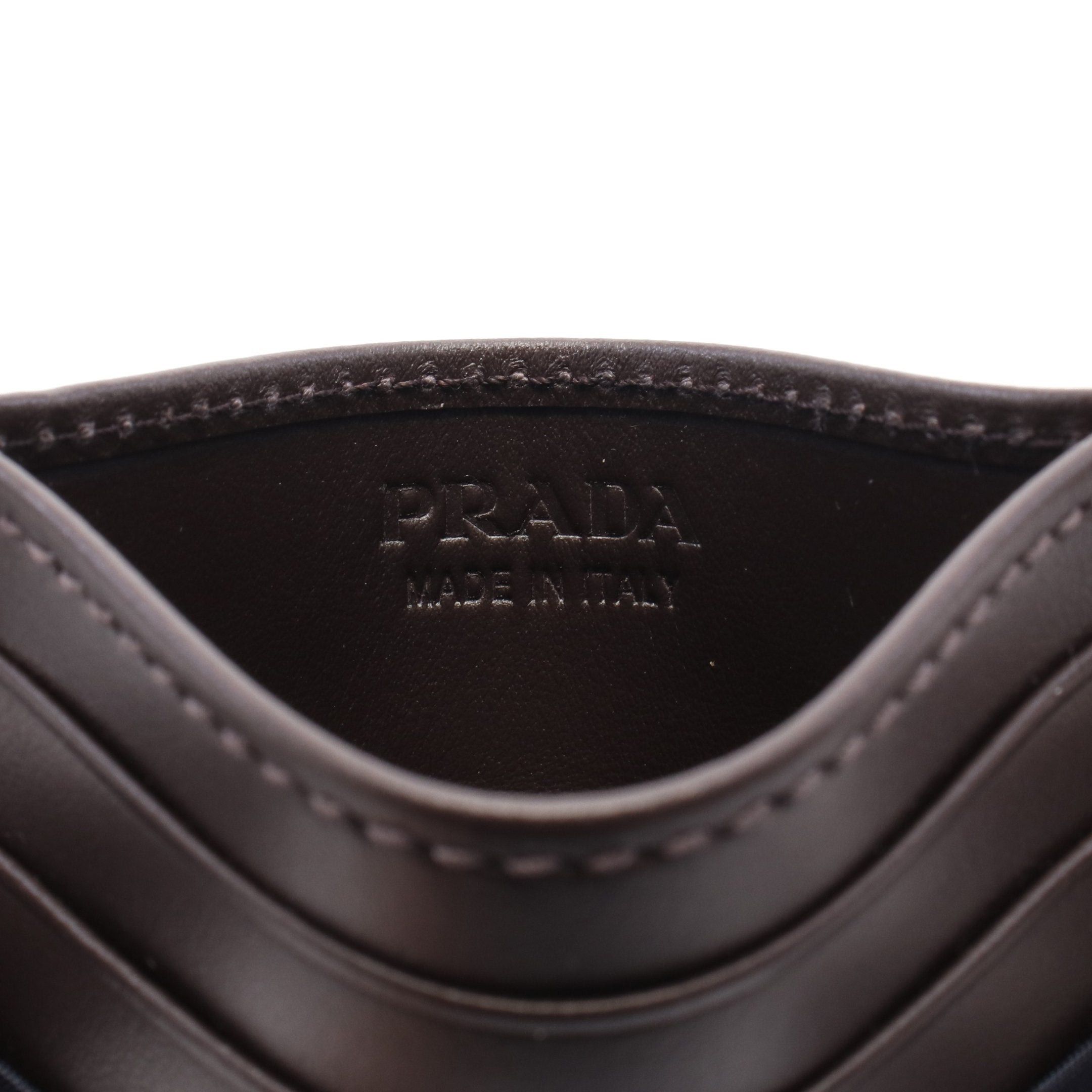 Prada Prada Card Case Leather Nylon Dark Brown Navy Size ONE SIZE - 4 Thumbnail