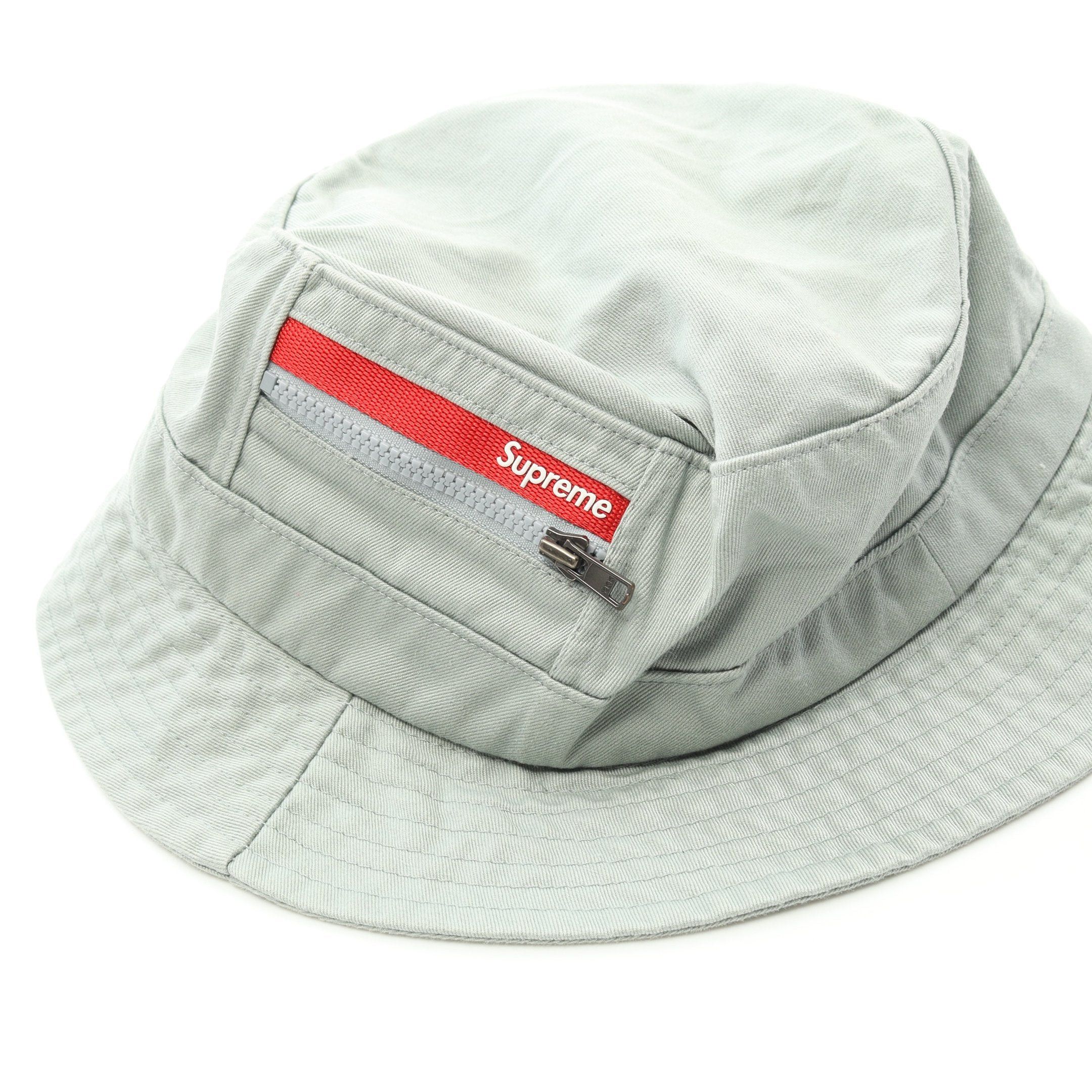 Supreme Supreme Zip Pocket Crushe Bucket Hat Canvas Gray Green Size ONE SIZE - 6 Thumbnail