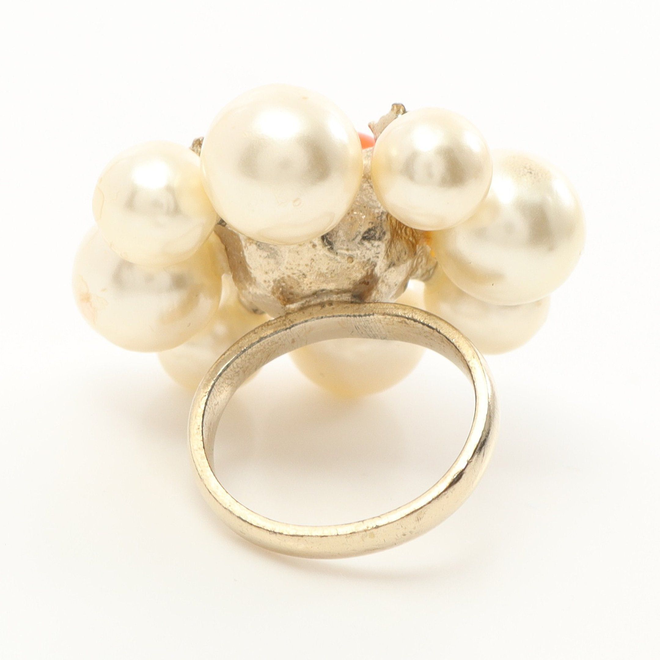 Chanel Chanel Coco Mark Ring Gp Fake Pearl Rhinestone Gold Off White Orange A14K Size ONE SIZE - 3 Thumbnail
