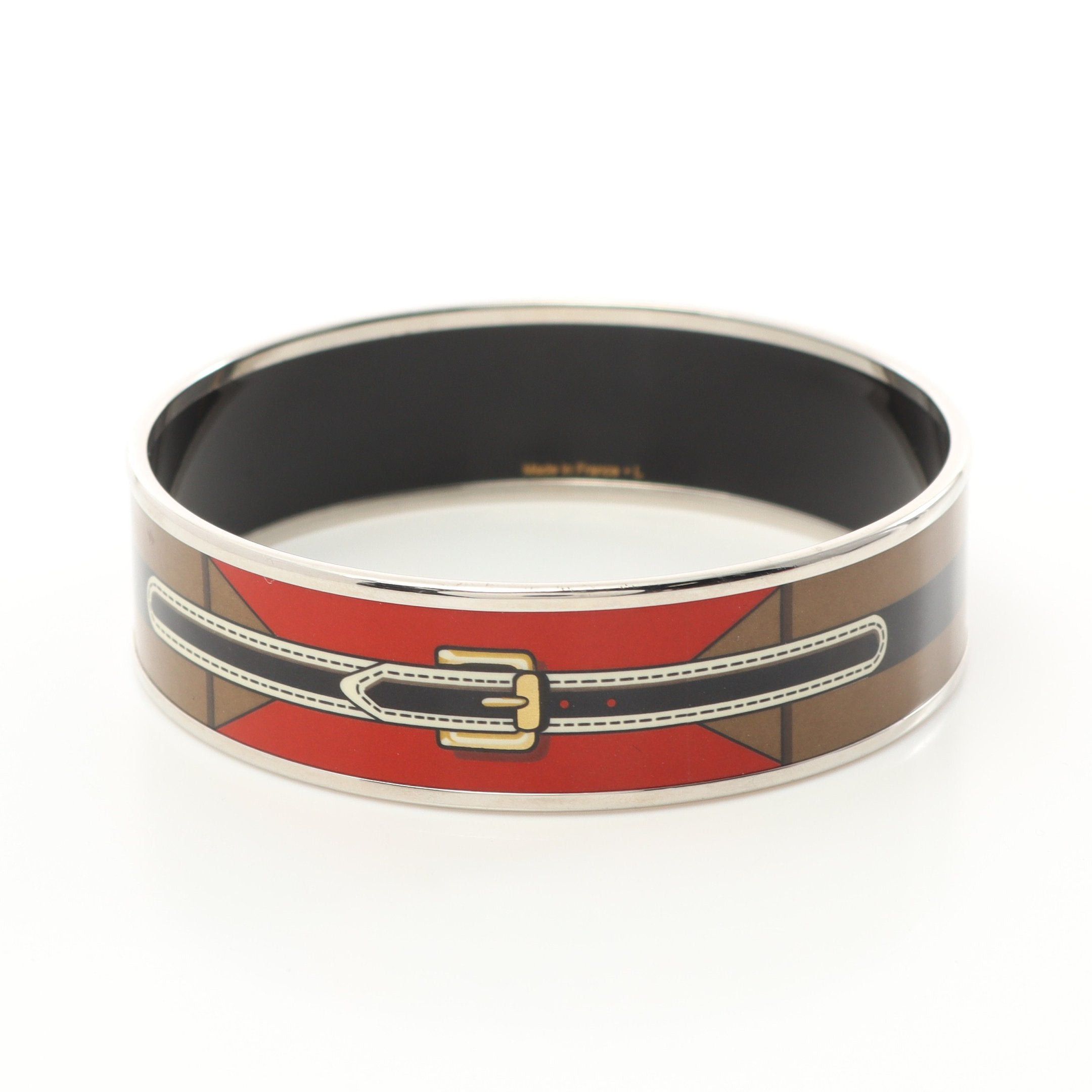 Hermes Hermes Email Gm Bracelet Bangle Cloisonne Brown Silver Multicolor Size ONE SIZE - 2 Thumbnail
