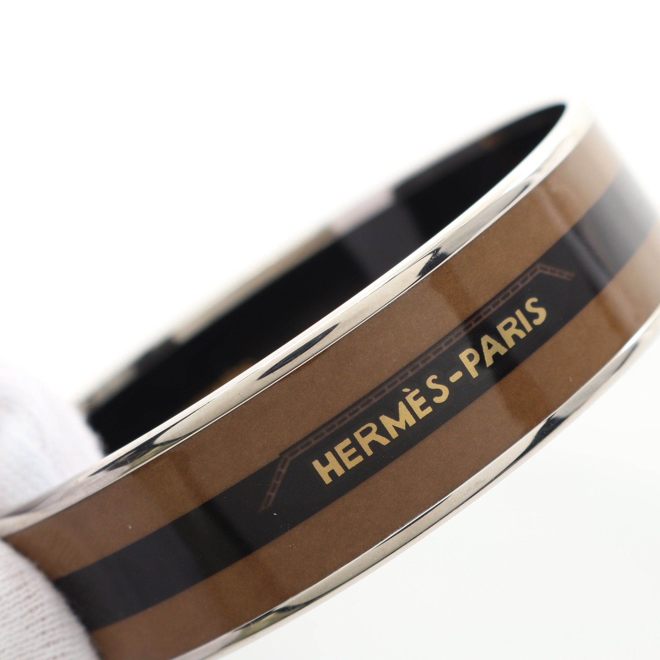 Hermes Hermes Email Gm Bracelet Bangle Cloisonne Brown Silver Multicolor Size ONE SIZE - 5 Thumbnail