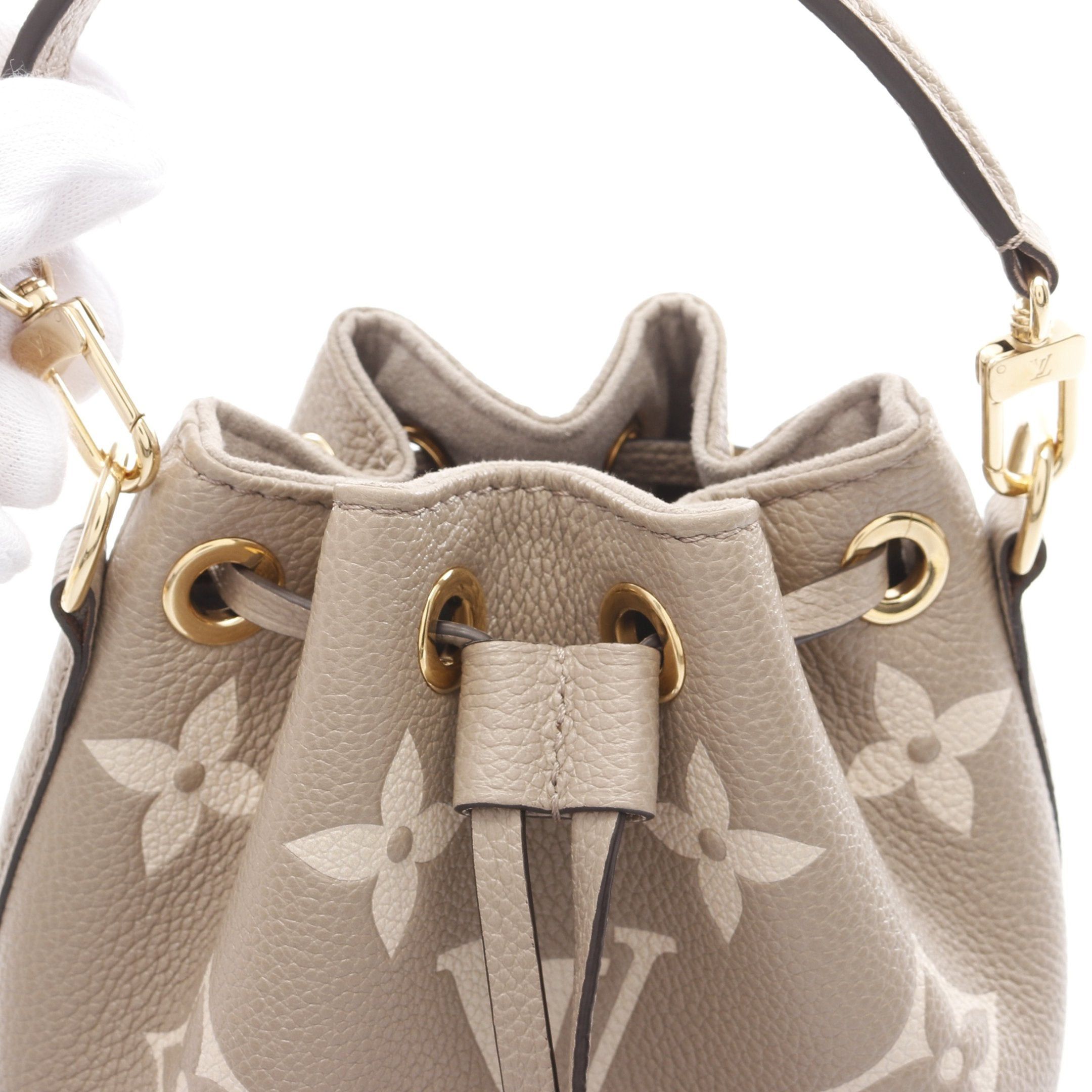 Louis Vuitton Louis Vuitton Nano Noe Bicolor Monogram Empreinte Tourterelle Claim Handbag Leather Gray Beige Ivory Size ONE SIZE - 5 Thumbnail