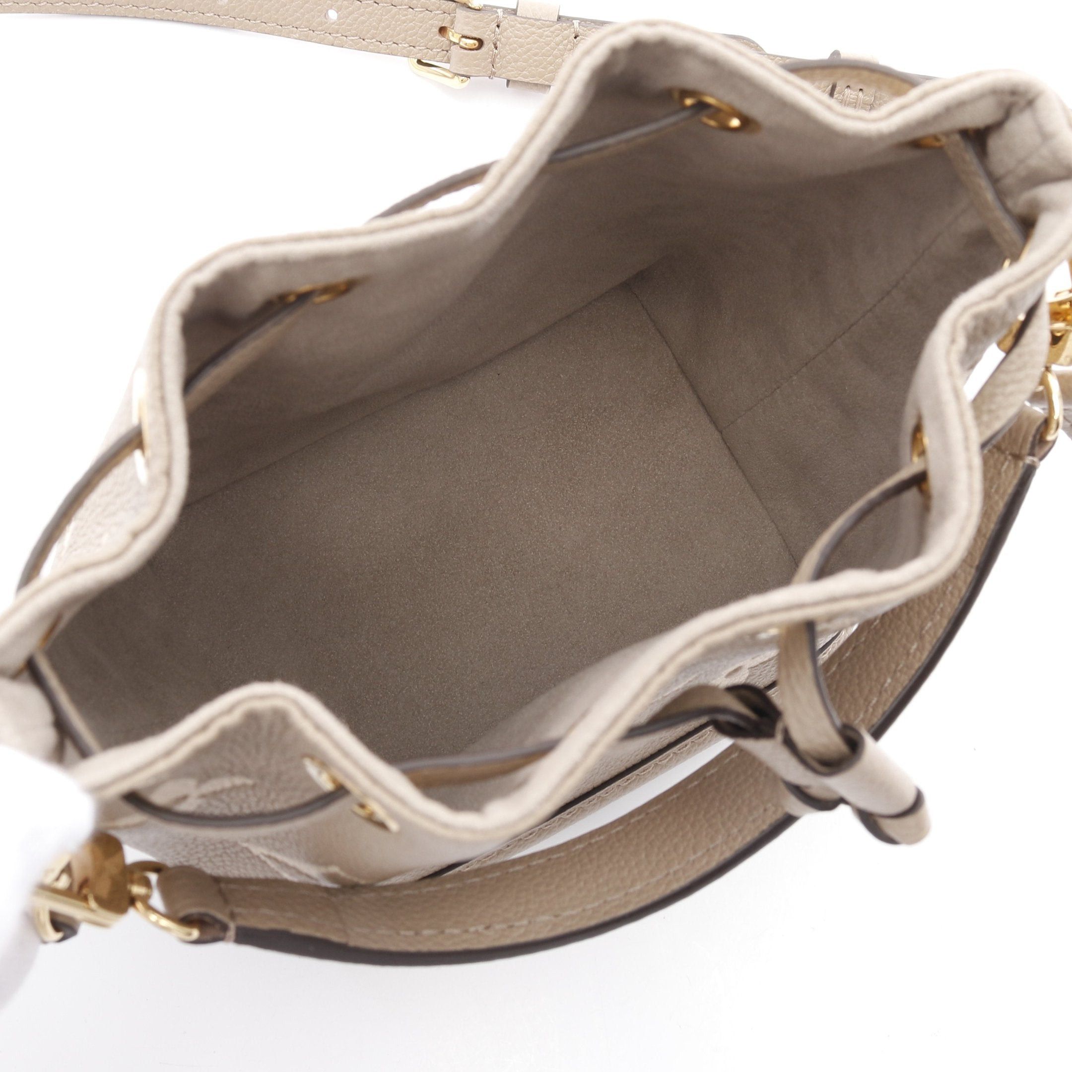 Louis Vuitton Louis Vuitton Nano Noe Bicolor Monogram Empreinte Tourterelle Claim Handbag Leather Gray Beige Ivory Size ONE SIZE - 3 Thumbnail