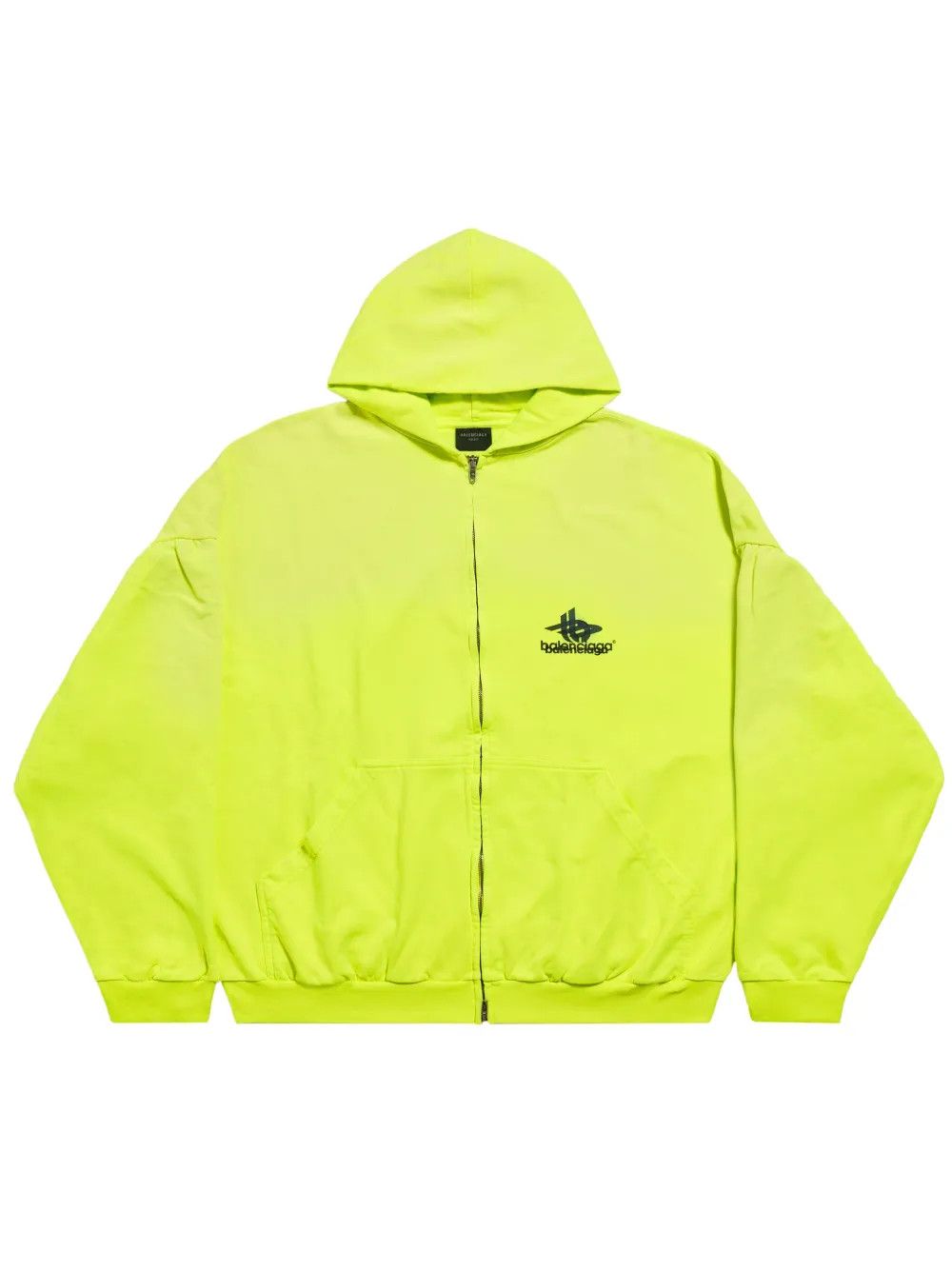 Balenciaga logo-print zip-up hoodie layred sports molleton fluo yellow Size US S / EU 44-46 / 1 - 2 Thumbnail