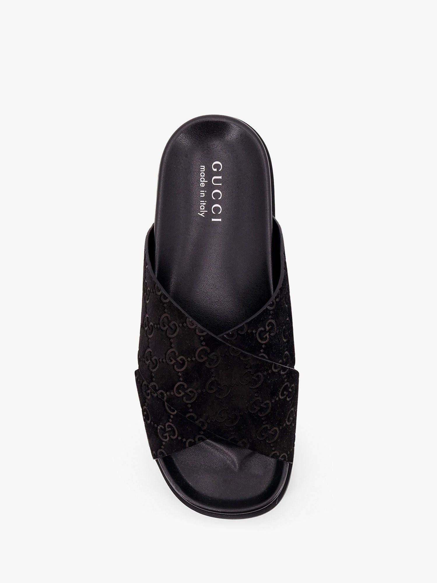 サンダル Gucci Leather Slides With All-Over Gg Motif Gucci Leather Slides With All-Over Gg Motif in Black for Men