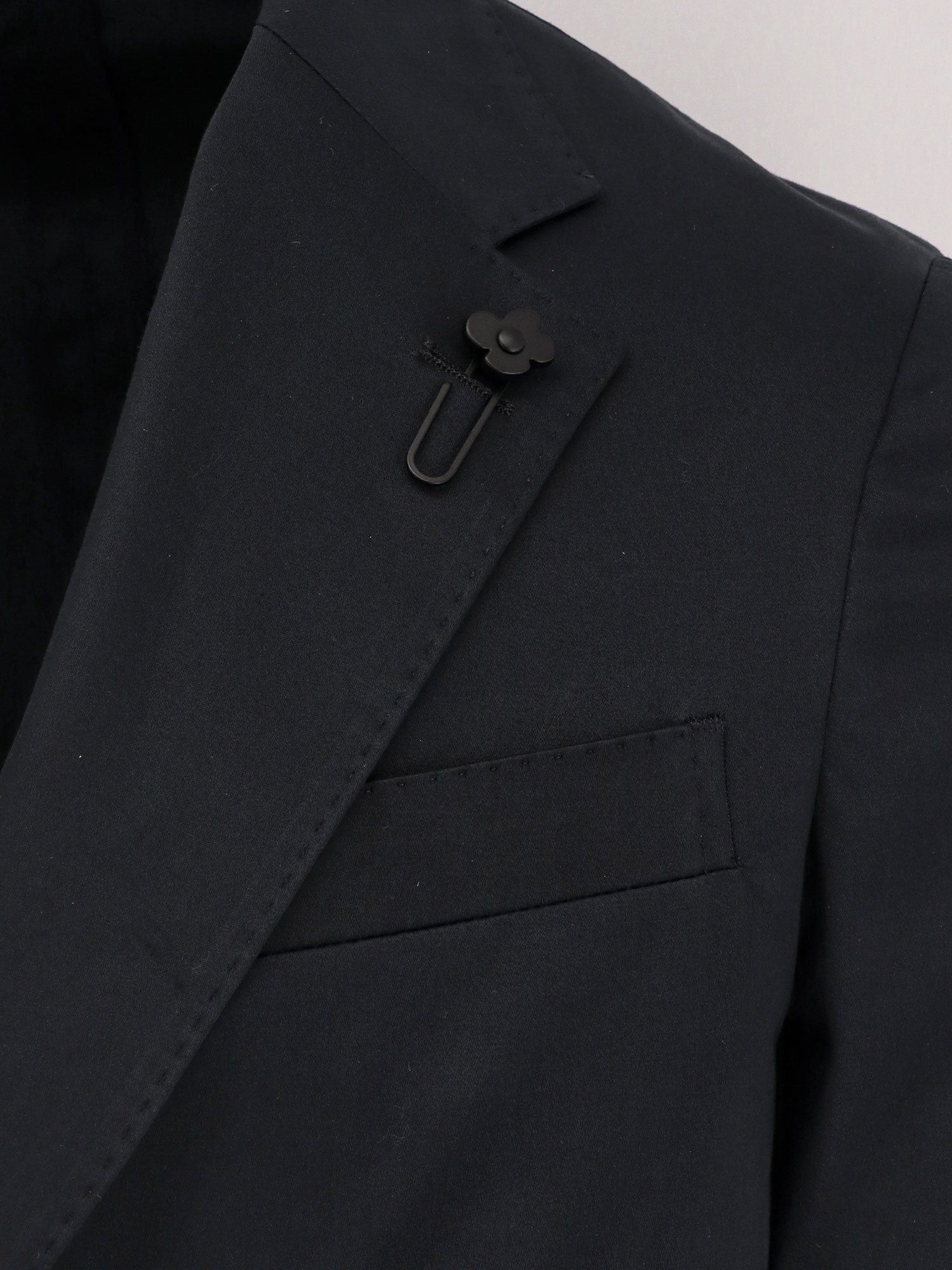 Lardini Stretch Cotton Suit With Iconic Removable Brooch