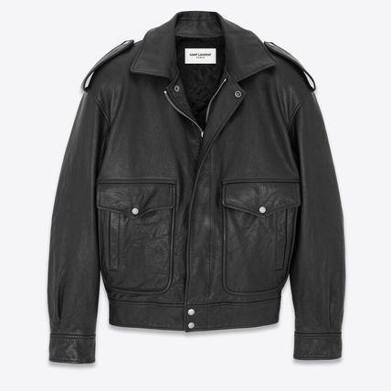 Saint Laurent Paris oversized jacket in grained leather Size XS / US 0-2 / IT 36-38 - 2 Thumbnail