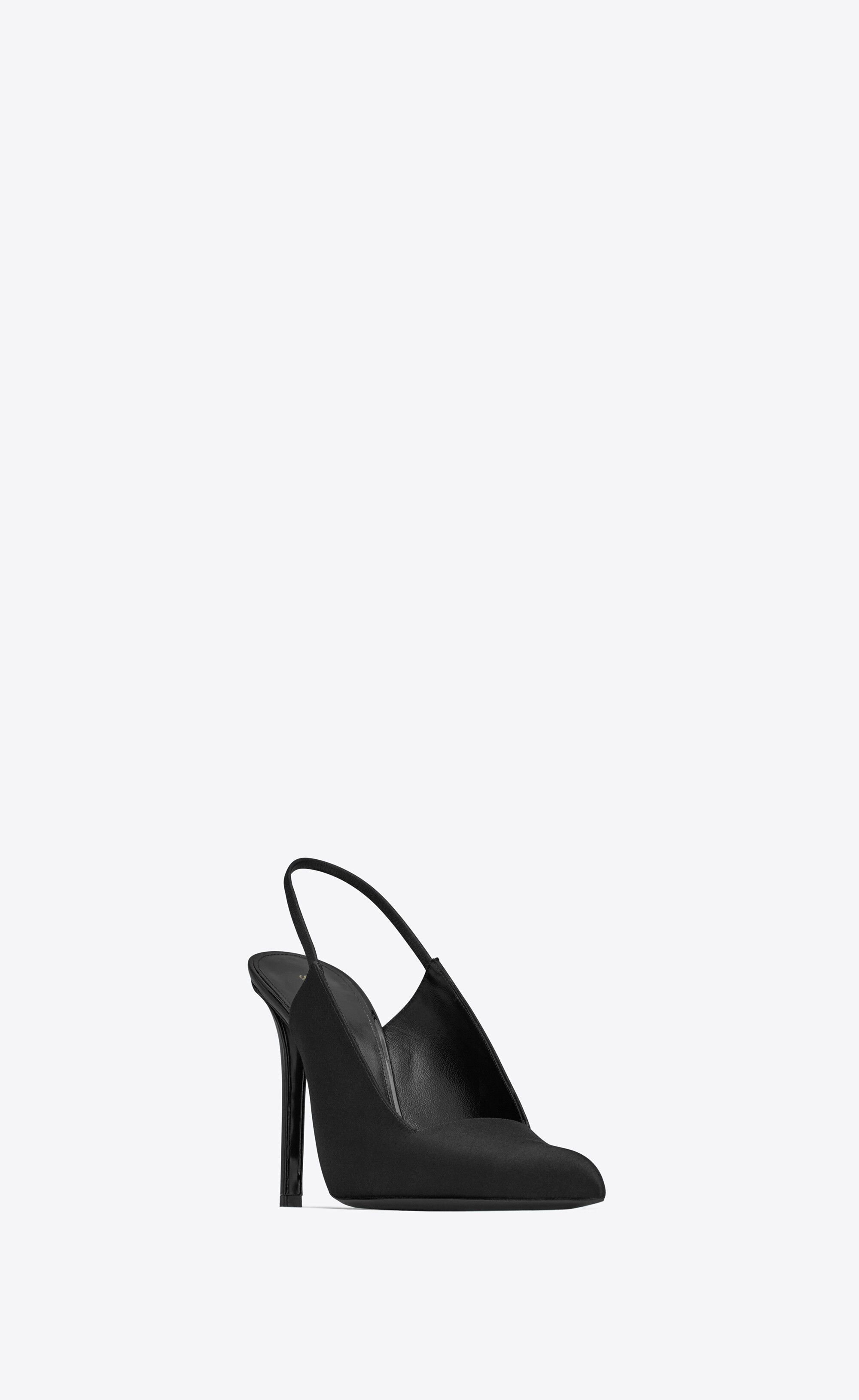 Saint Laurent Paris raven slingback pumps in satin crepe Size US 5 / IT 35 - 3 Thumbnail