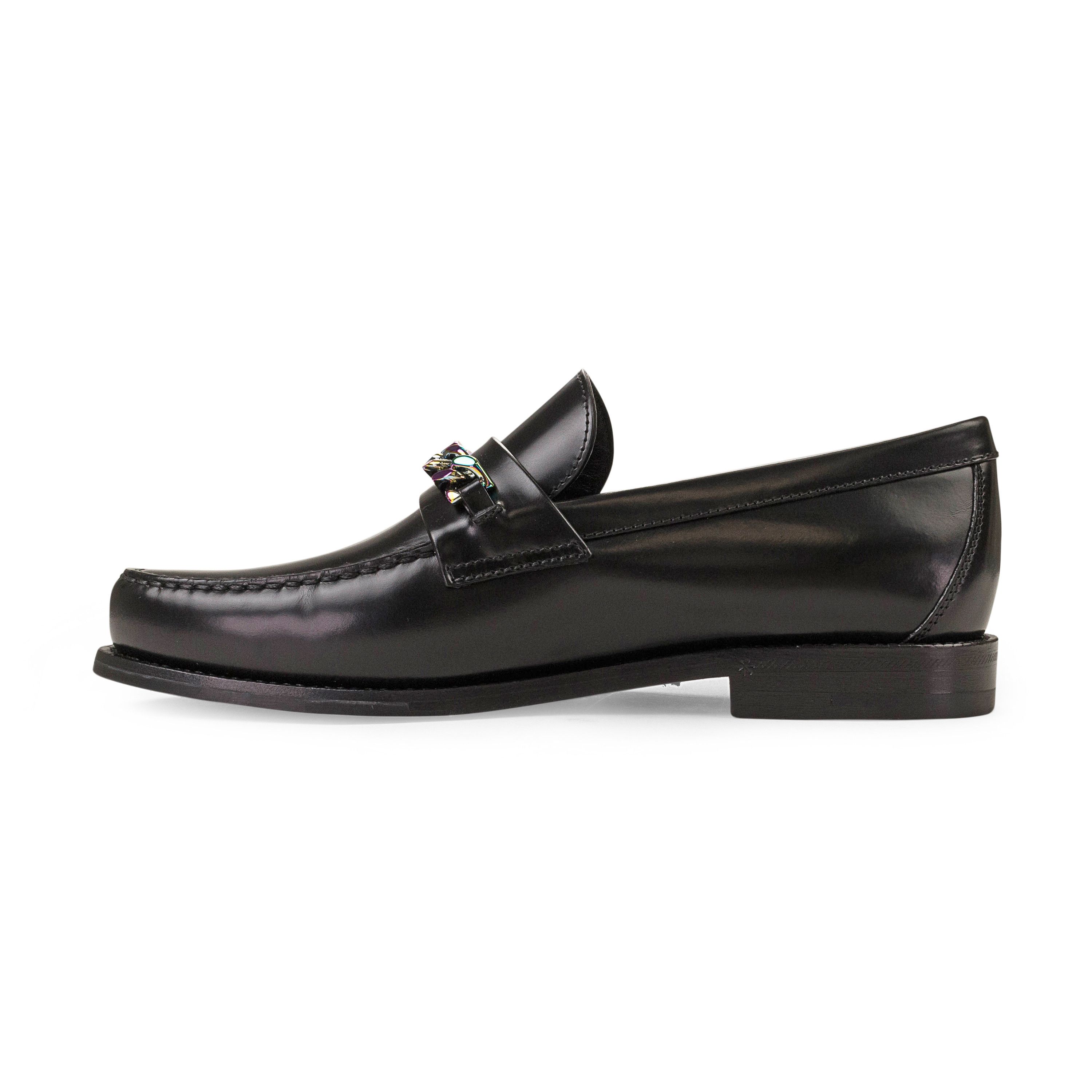 Louis Vuitton Black Glazed Leather Chain LV Loafers Size US 6 / EU 39 - 2 Thumbnail