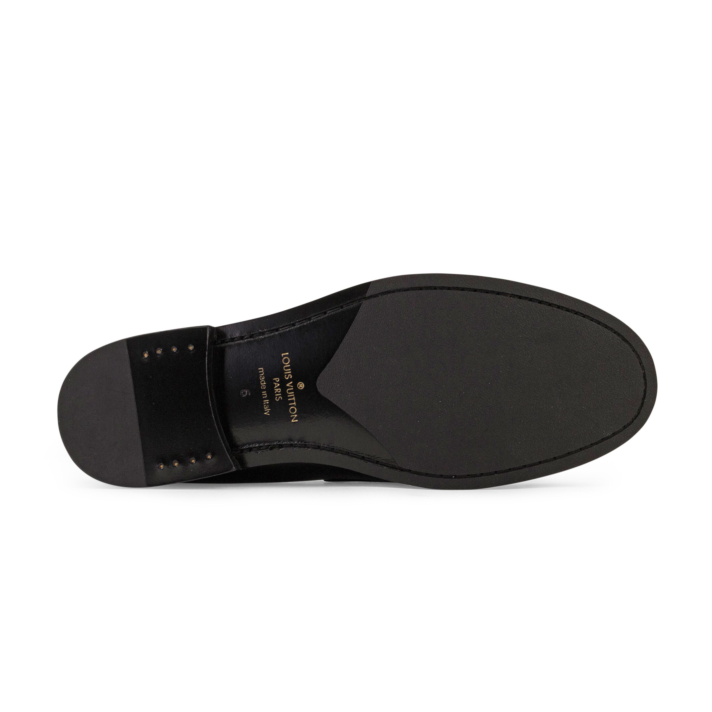 Louis Vuitton Black Glazed Leather Chain LV Loafers Size US 6 / EU 39 - 3 Thumbnail