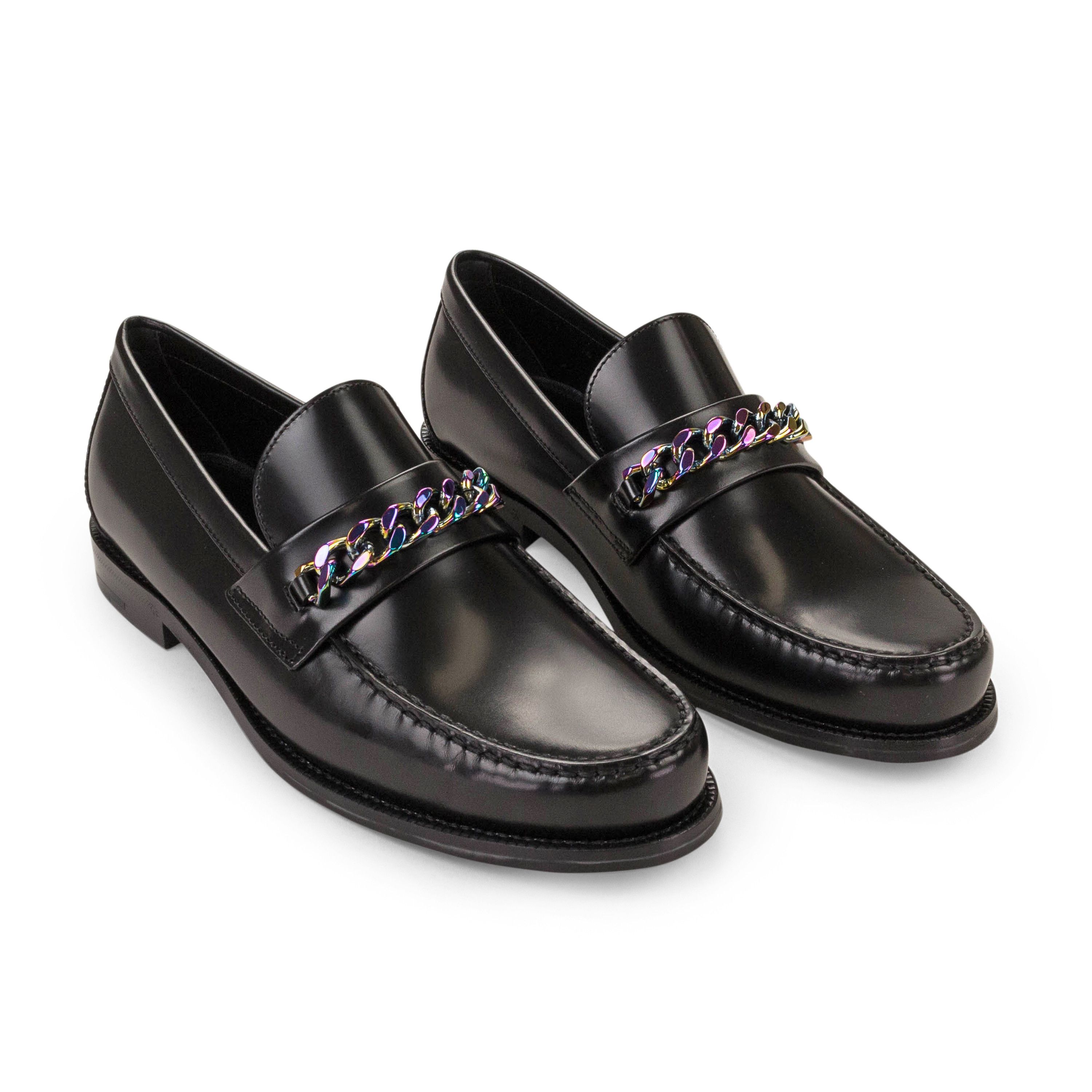 Louis Vuitton Black Glazed Leather Chain LV Loafers Size US 6 / EU 39 - 5 Thumbnail