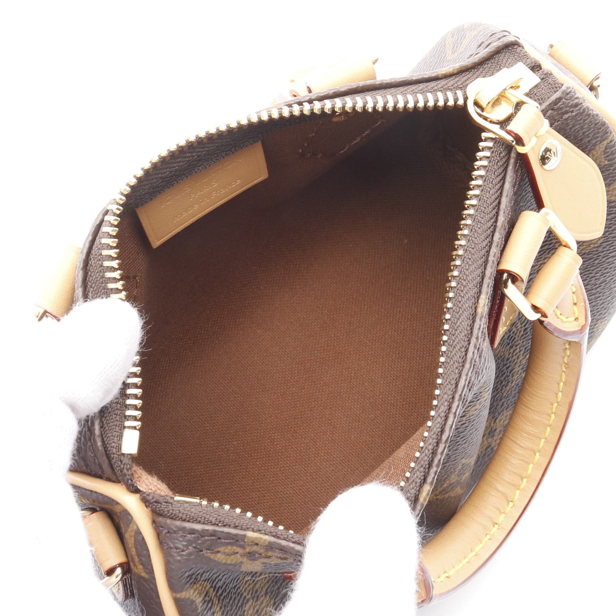 Louis Vuitton Louis Vuitton Nano Speedy Monogram Handbag Leather Brown Size ONE SIZE - 3 Thumbnail