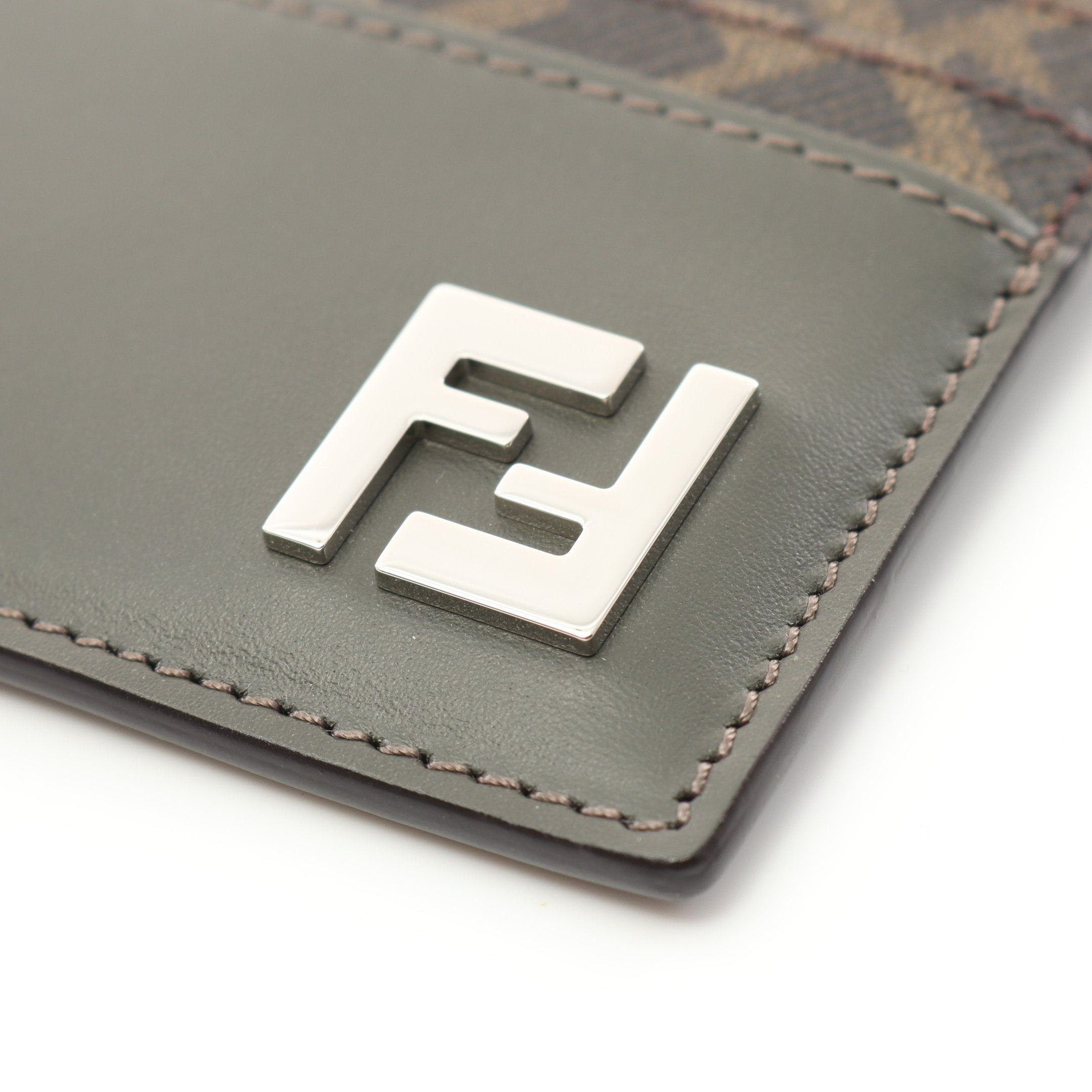 Fendi Fendi Ff Logo Card Case Leather Dark Green Brown Black Size ONE SIZE - 5 Thumbnail