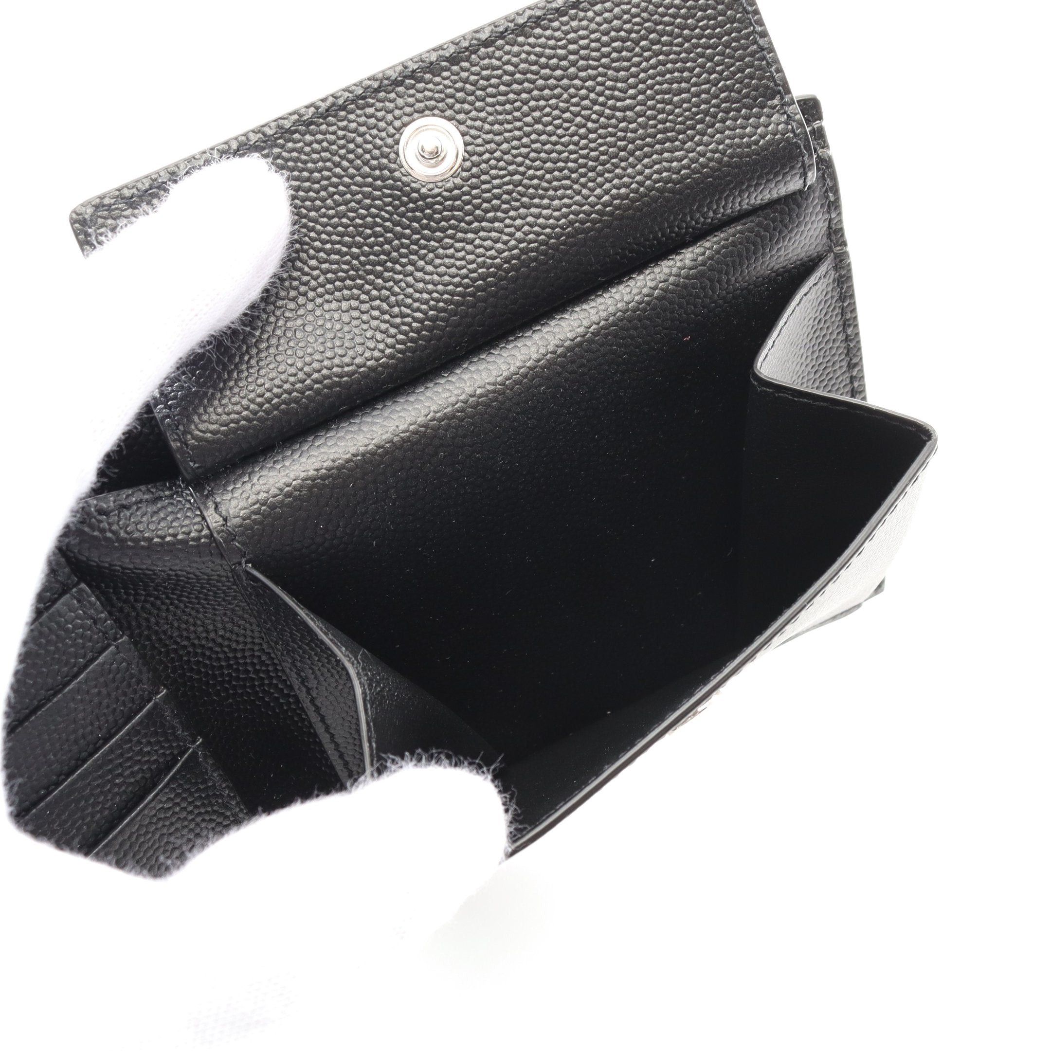 Yves Saint Laurent Yves Saint Laurent Yeast Waist Bi-Fold Wallet Compact Leather Black Size ONE SIZE - 5 Thumbnail