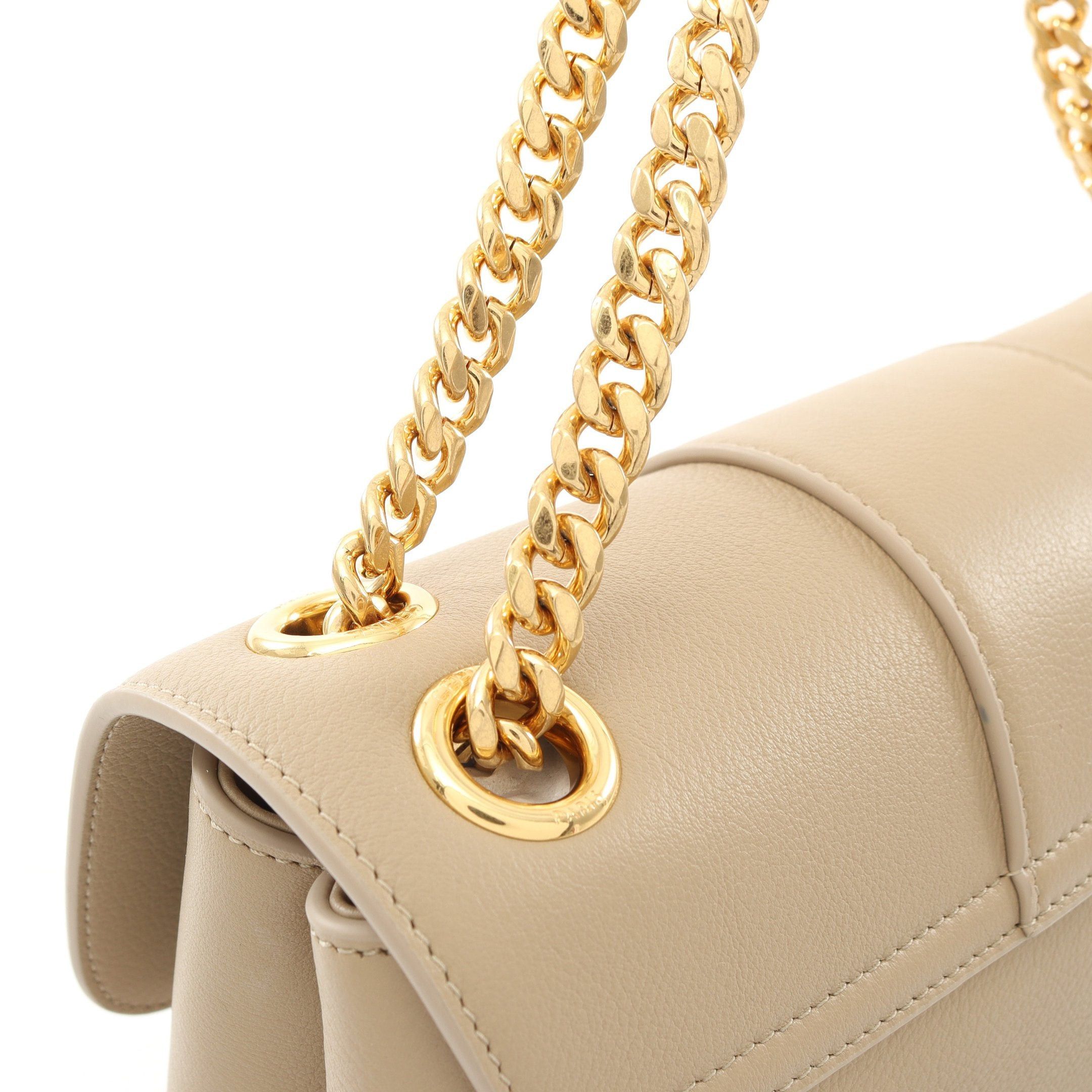 Celine Celine Victor Medium Double Chain Shoulder Bag Leather Beige Size ONE SIZE - 6 Thumbnail