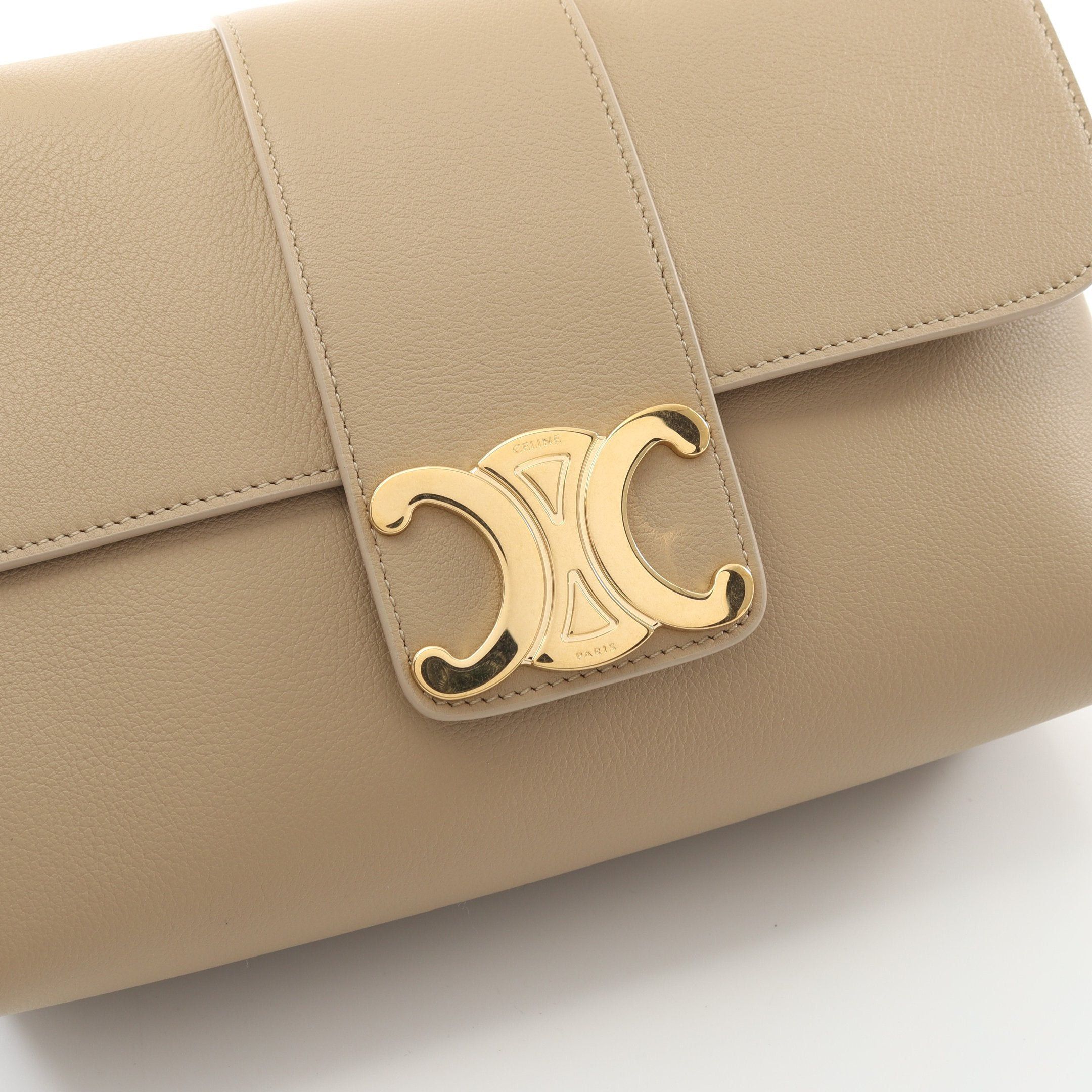 Celine Celine Victor Medium Double Chain Shoulder Bag Leather Beige Size ONE SIZE - 7 Thumbnail