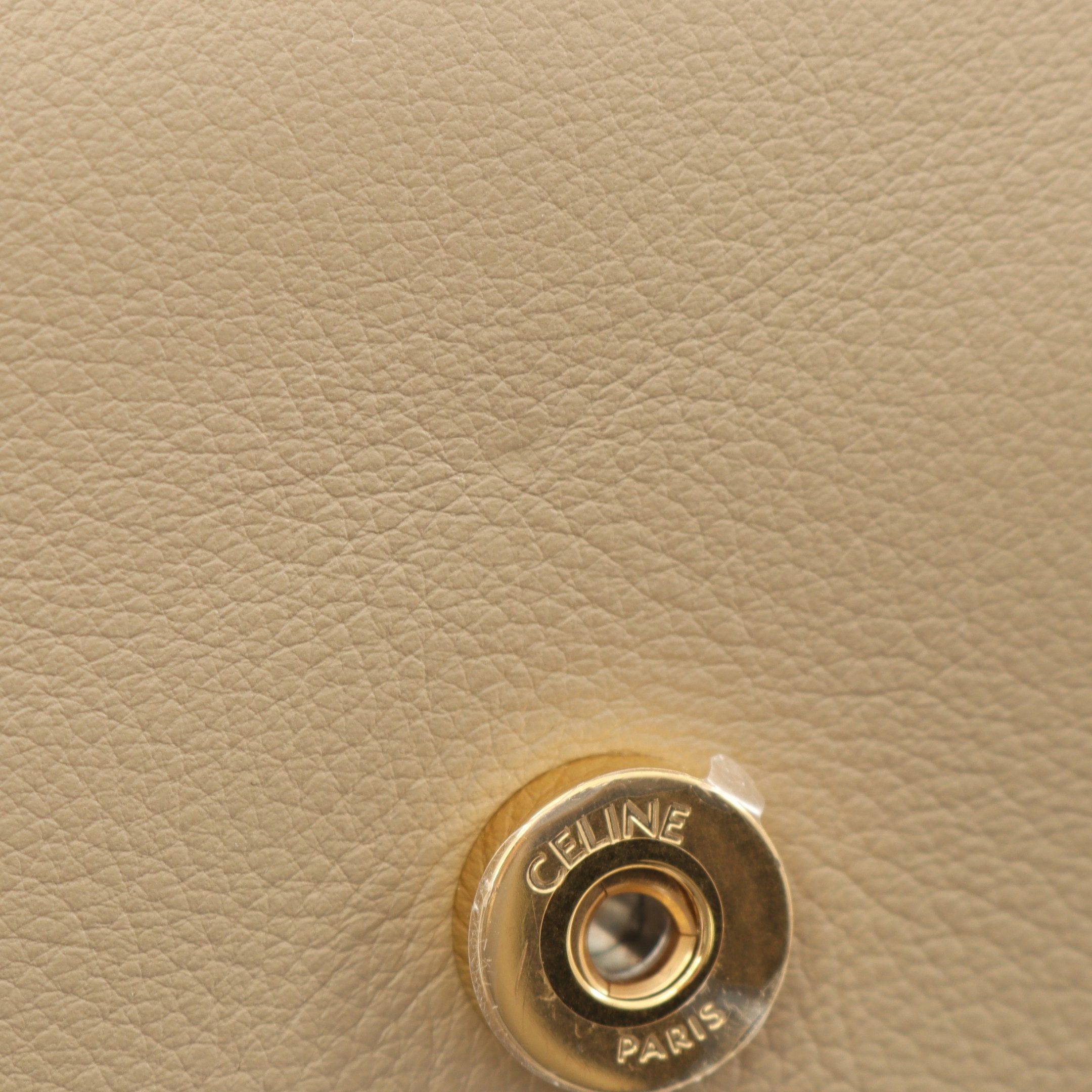 Celine Celine Victor Medium Double Chain Shoulder Bag Leather Beige Size ONE SIZE - 5 Thumbnail