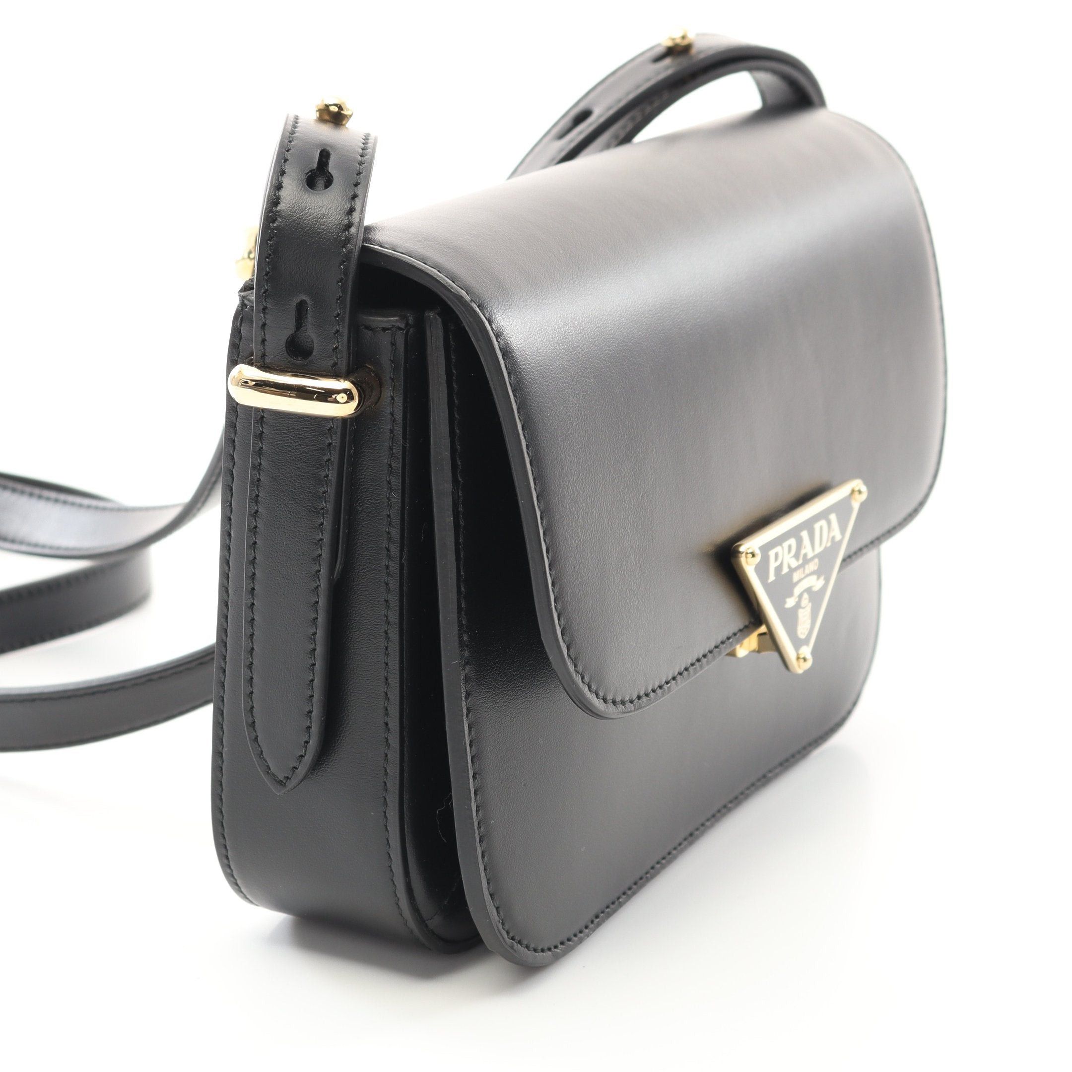 Prada Prada Soft Calf Shoulder Bag Leather Black Size ONE SIZE - 5 Thumbnail